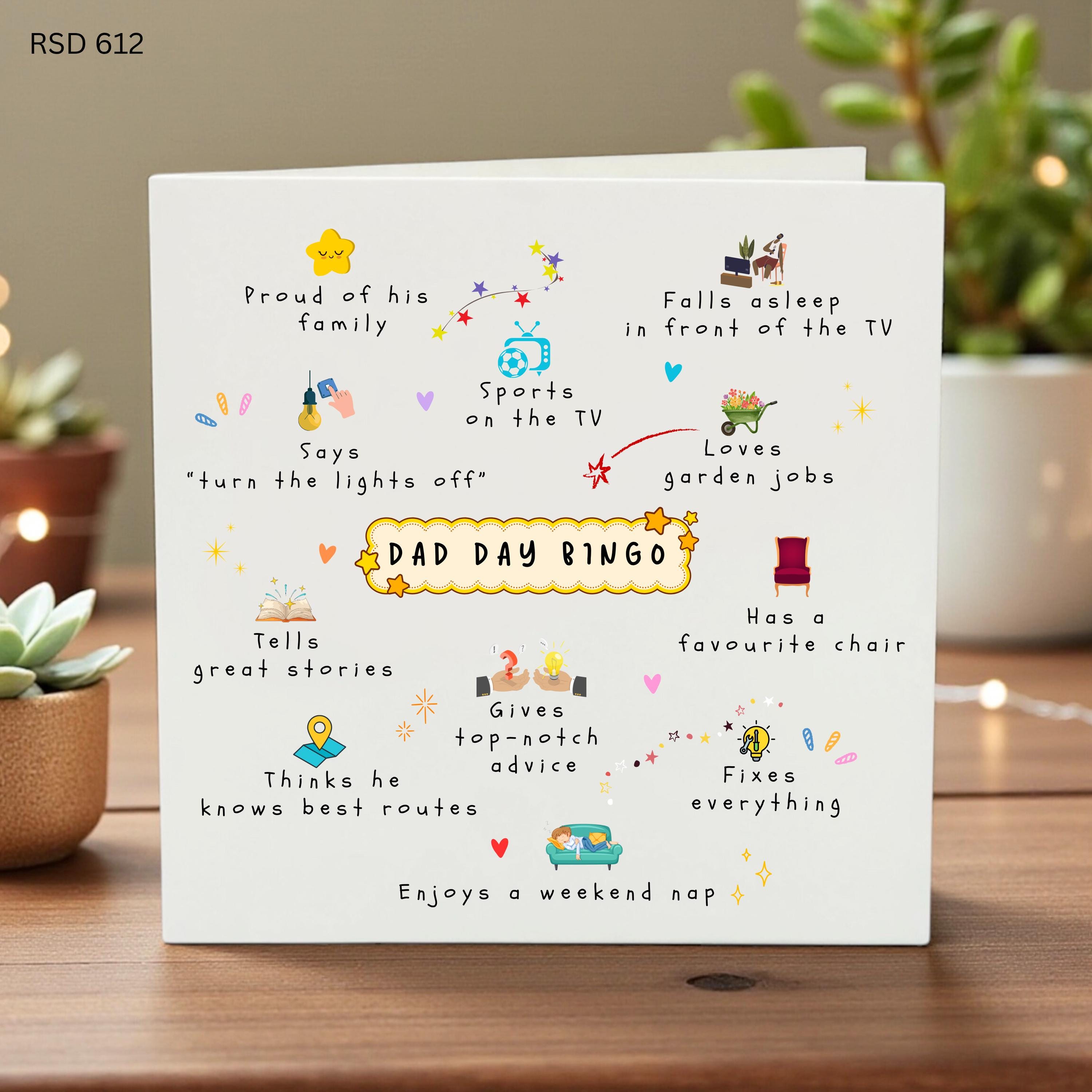 Dad Day Bingo Funny Fathers Day Card Gift For Dad Stepdad Grandad Humorous Bingo Game Printable Greeting Card