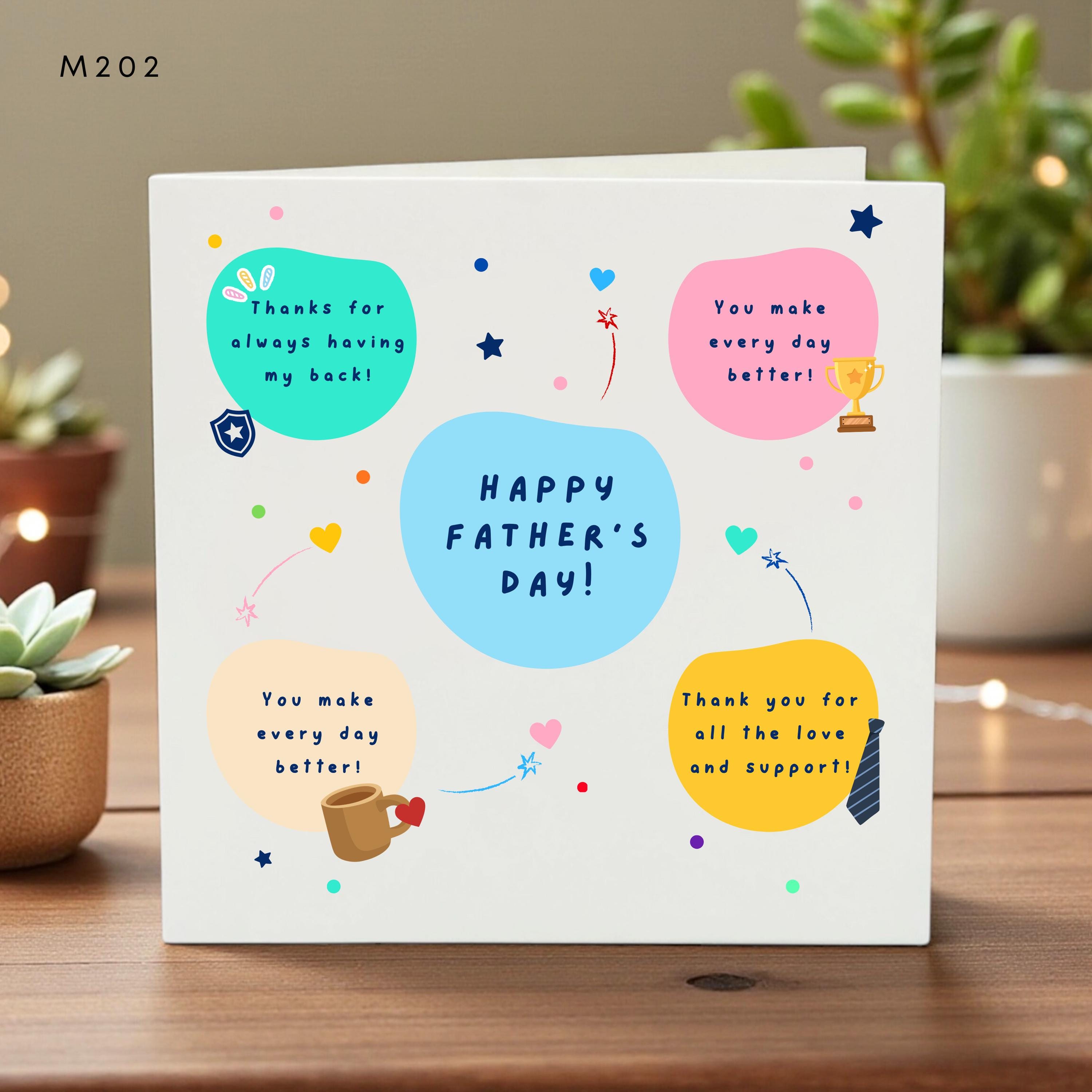 Fun Father’s Day Card for Dad Kids Thank You Support Love Greeting Card Handmade Daddy Gift Birthday Appreciation Card