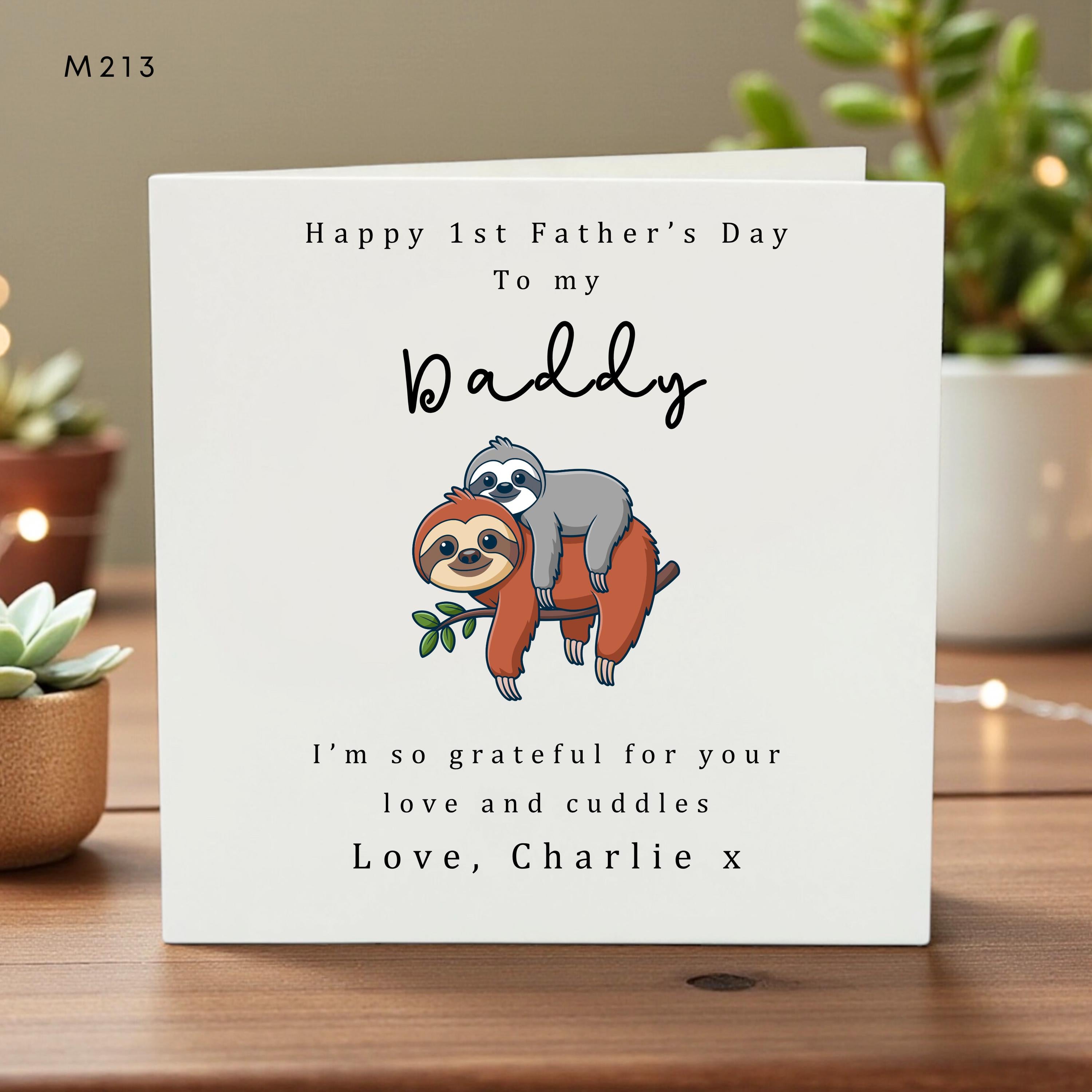 Happy 1st Father’s Day Card, To My Daddy Sloth Card, Cute Baby Announcement, Personalized First Father Card, Daddy Love