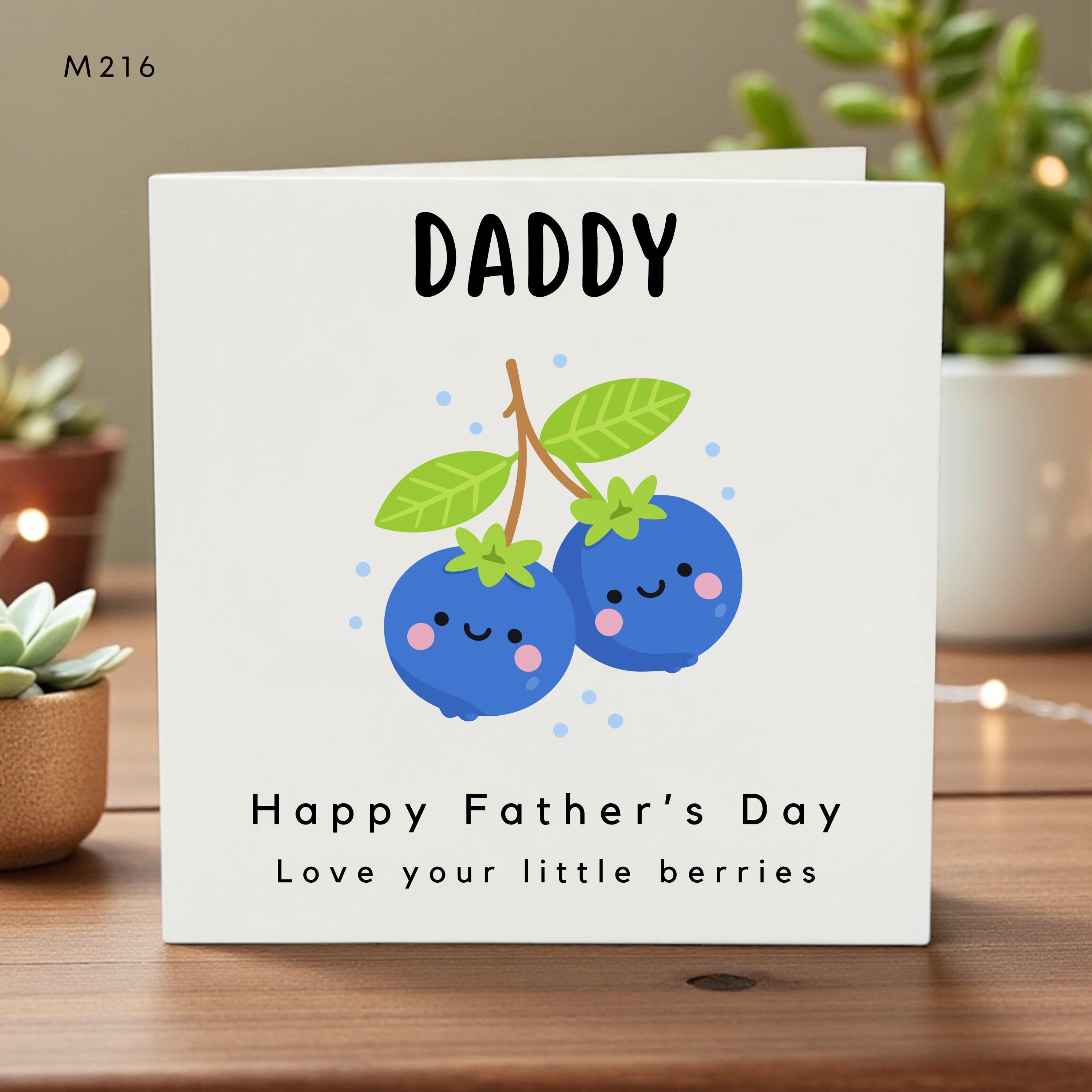 Funny Father’s Day Card, Daddy Love Your Little Berries, Cute Kids Card, Personalized Dad Greeting, Fruit Cartoon Design, Gift