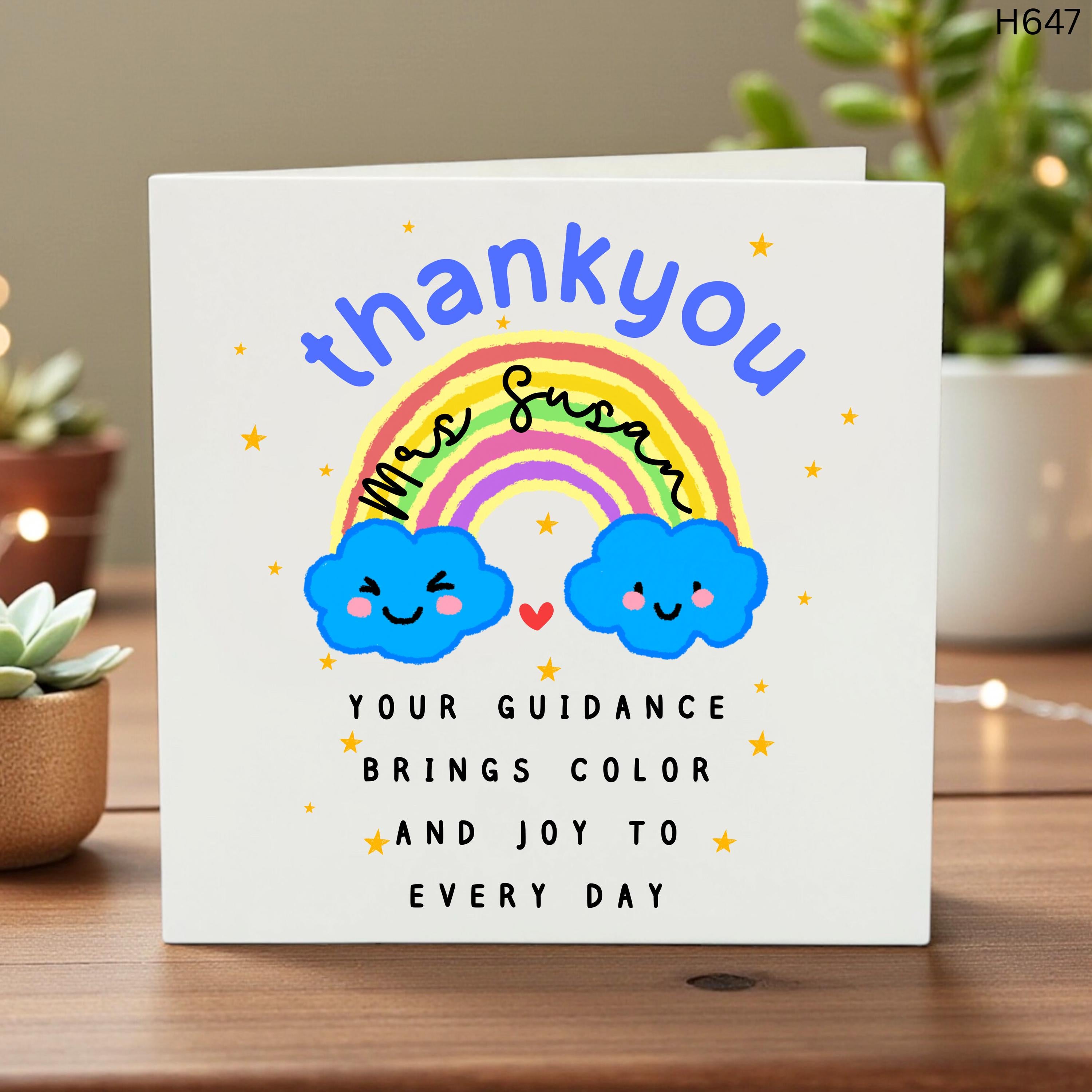 Teacher Card, Appreciation Thank you Teacher Card, Personalised Teacher Card, End of Term, Teaching assistant, Nursery Teacher 6x6