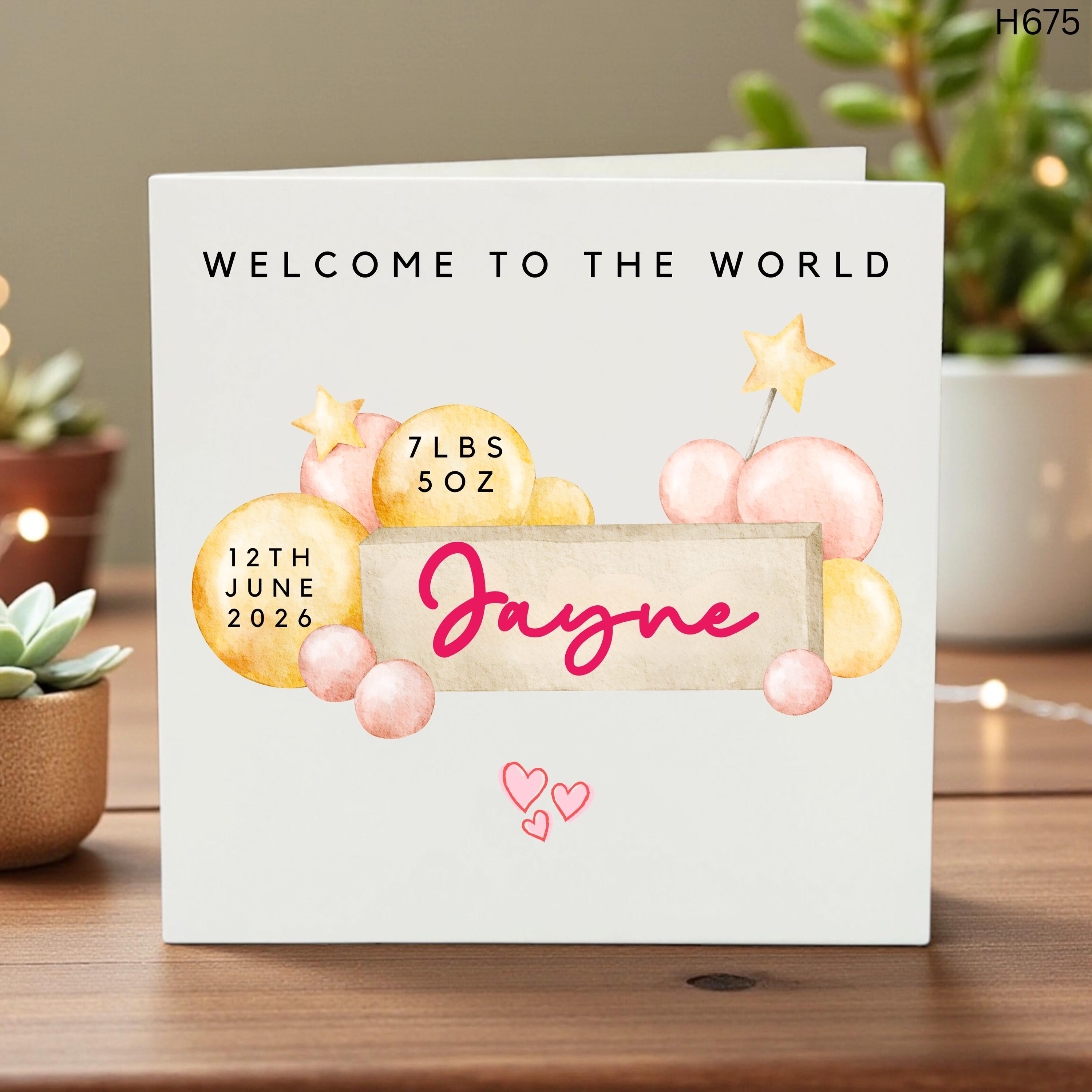 Personalized New Baby Card, Welcome to the World, Custom Baby Keepsake Card, Newborn Congratulations, New Baby Girl Gift