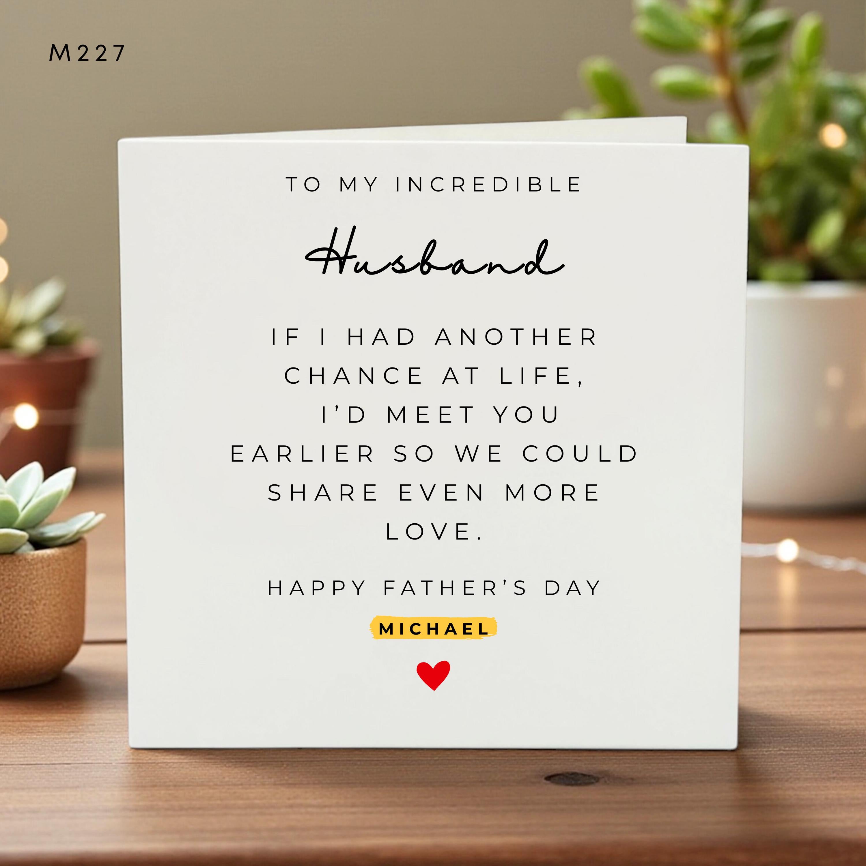 Father’s Day Card for Husband, Romantic Dad Card, Heartfelt Message, Personalized Name Option, Love Card for Him, Unique Gift