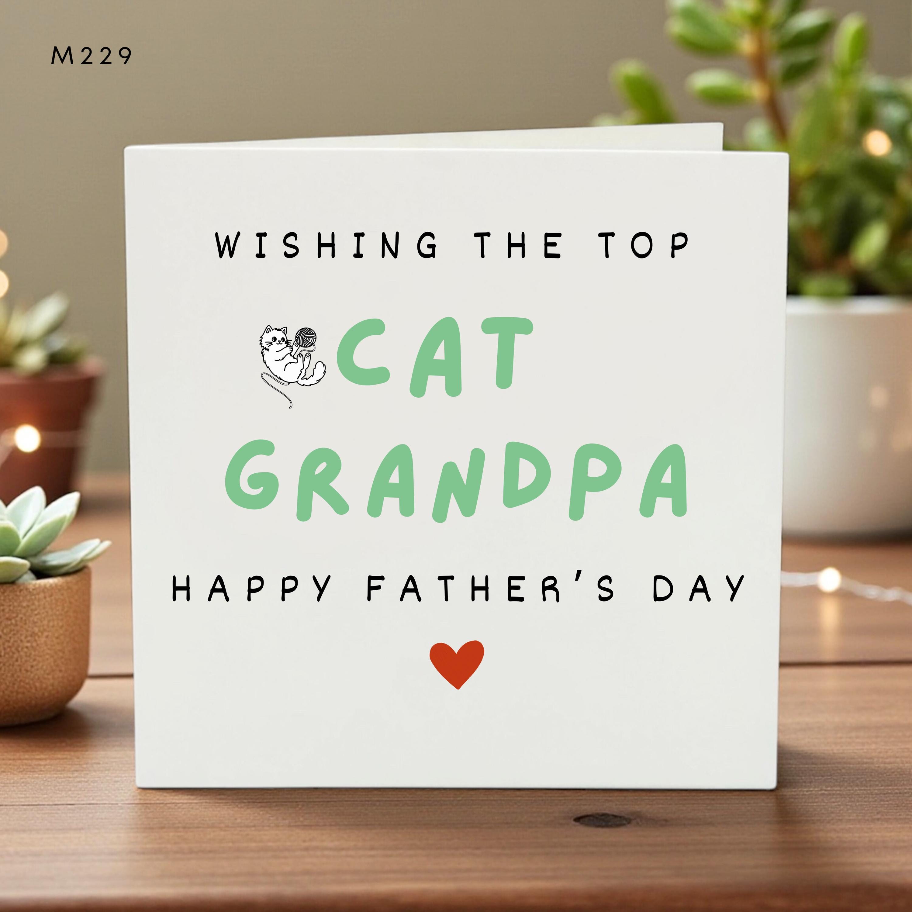 Father’s Day Card for Cat Grandpa, Purr-fect Cat Card, Pet Lover Grandpa, Cute Cat Illustration, Funny Grandpa Card, Gift