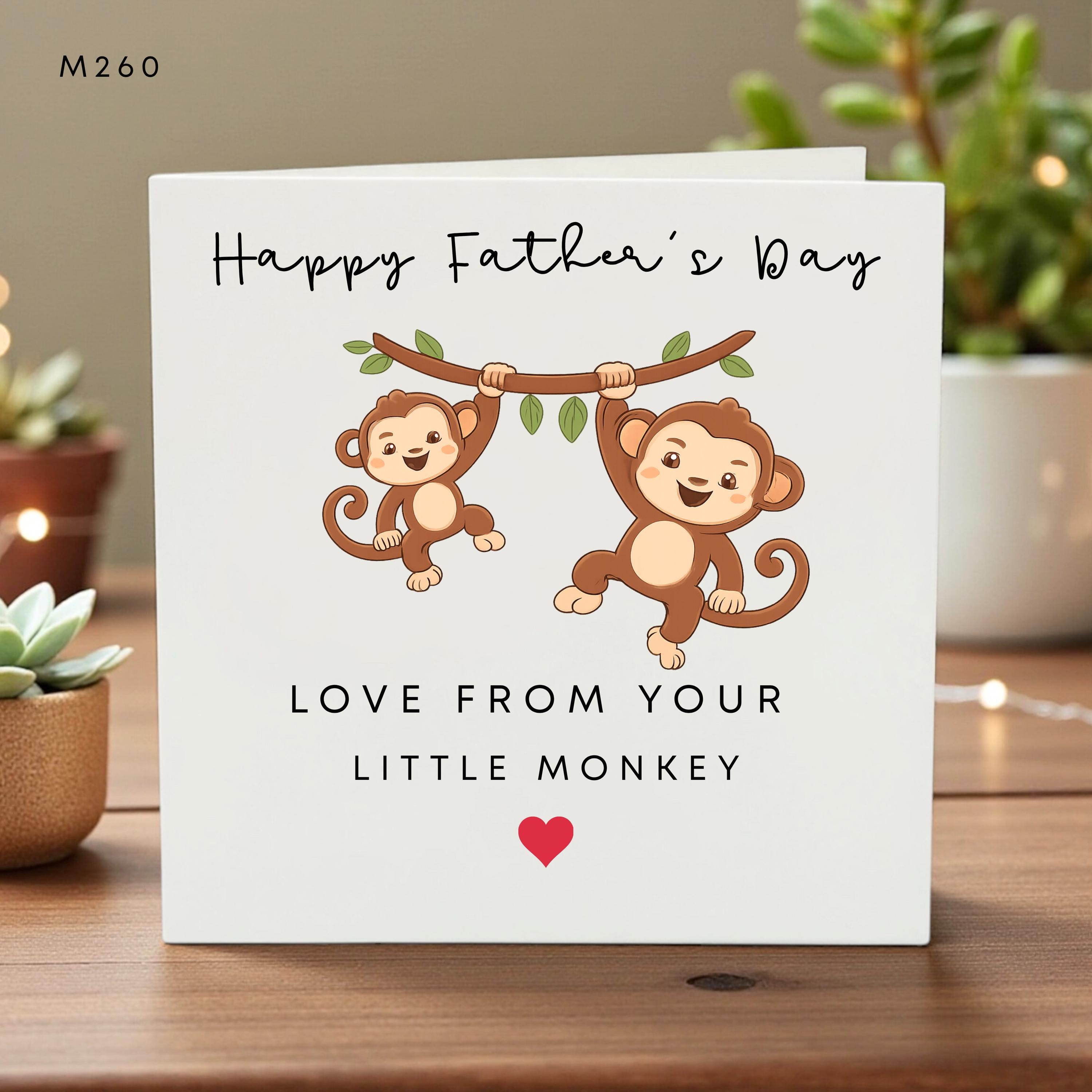 Personalised Father’s Day Card, From Little Monkey, Cute Monkey Illustration, Love from Child, Fun Dad Keepsake Gift, New Dad Card