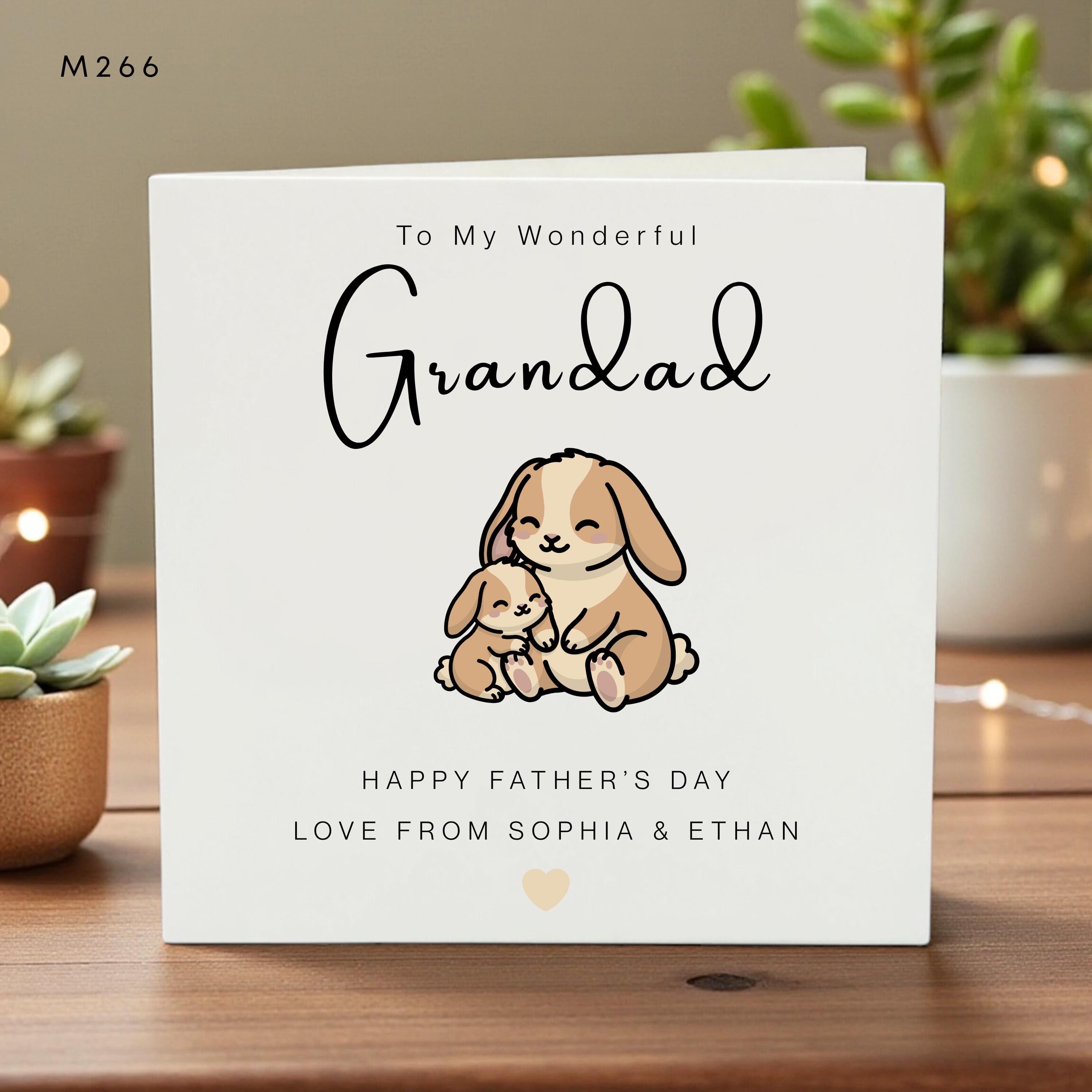 Personalized Father’s Day Cards for Dad, Step Dad, Grandpa & Daddy, Cute Hug  and Heart Designs, Custom Message, Kids Gift Idea