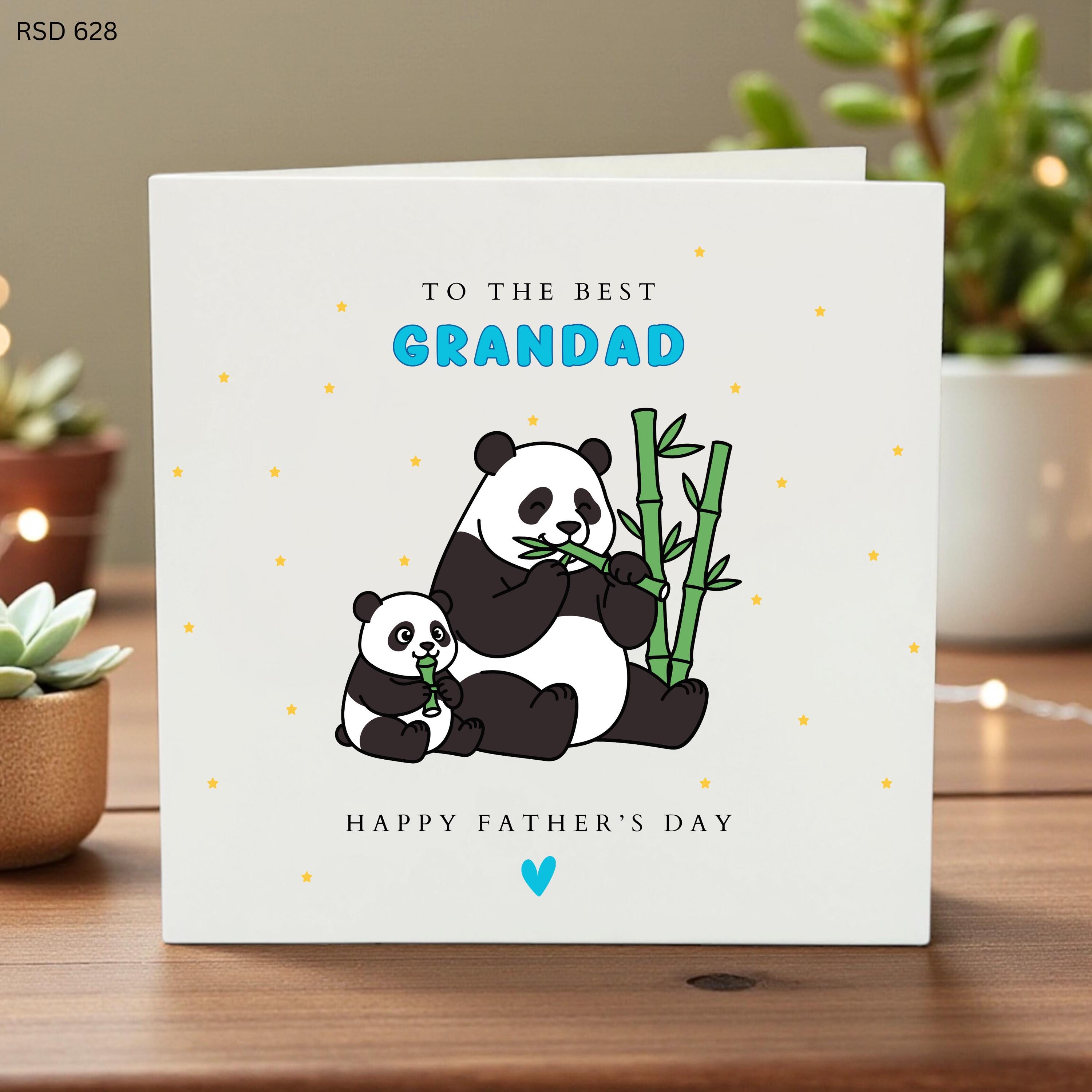 Personalized Father’s Day Card for Grandad, Cute Panda Design, Custom Name Card, Grandad Appreciation Card, Gift for Grandpa