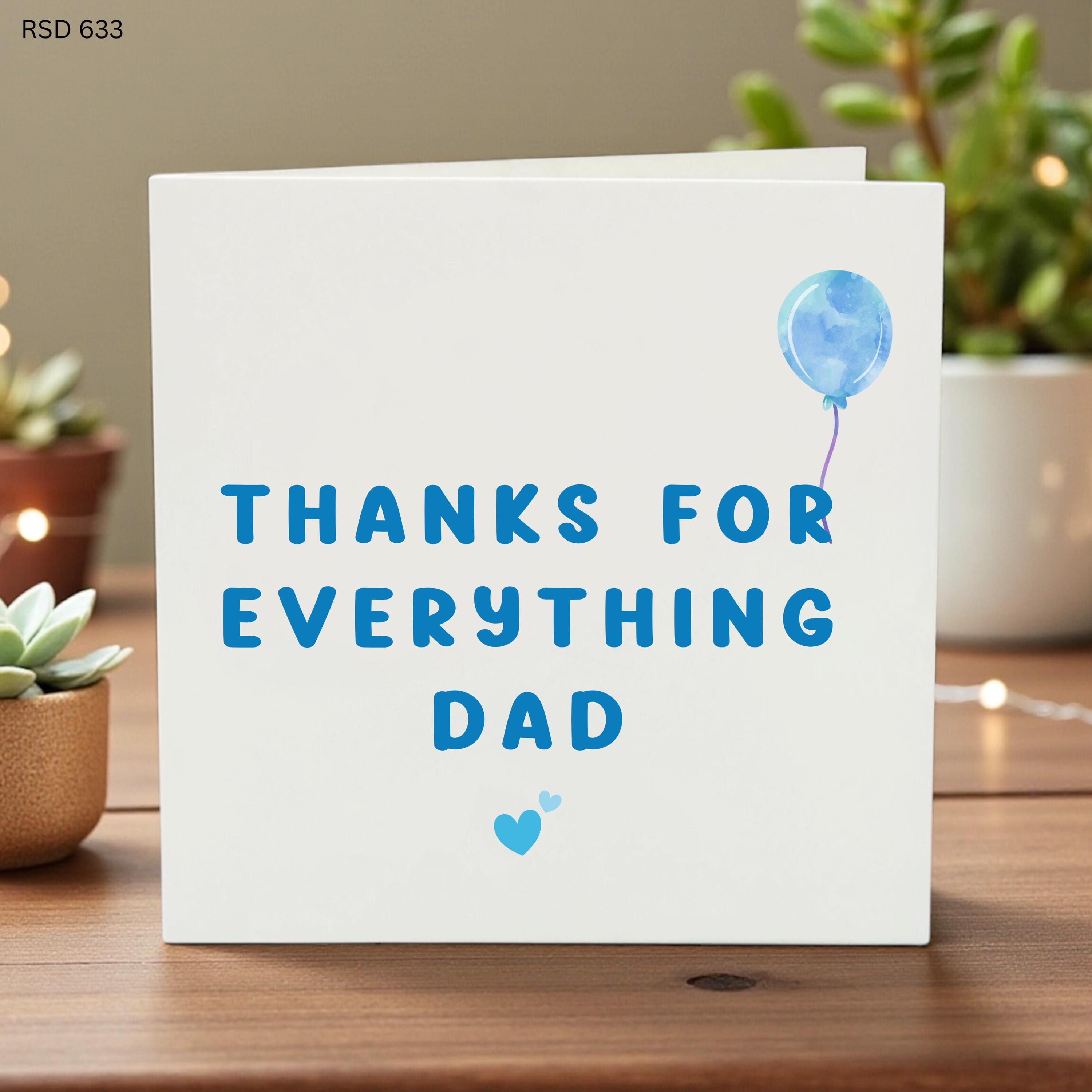 Personalized Thank You Card for Dad First Father’s Day from Child Custom Name Card Cute Balloon Gift Blue Keepsake Card