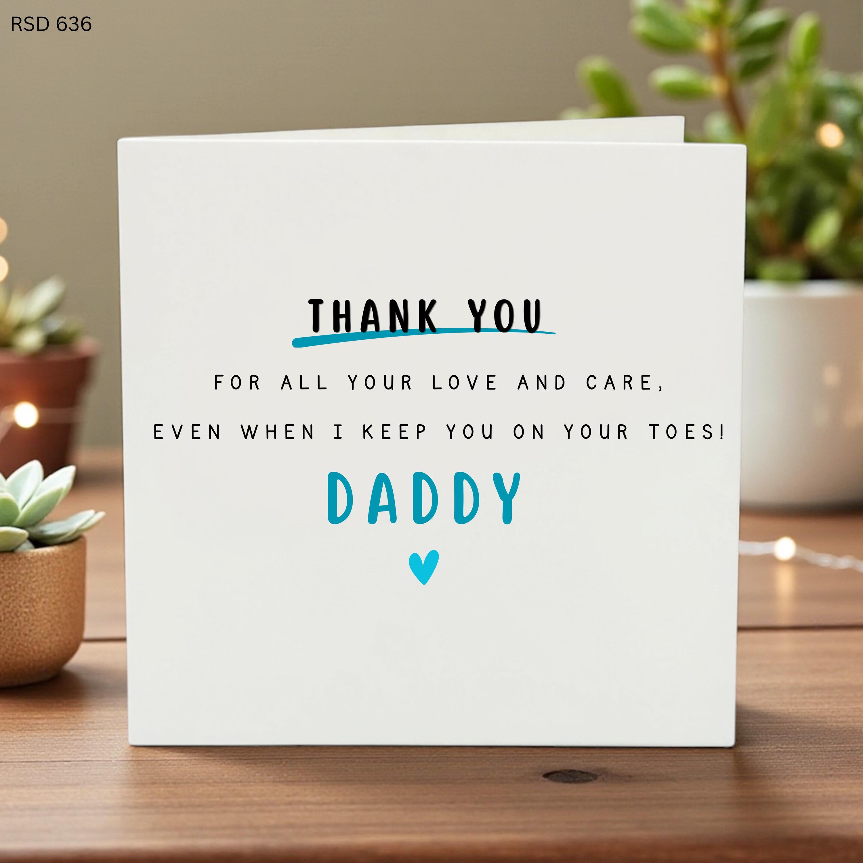Thank You Card for Dad, Father’s Day Appreciation Card, Daddy Love Greeting, Cute Heart Card, Personalized Dad Gift from Kids