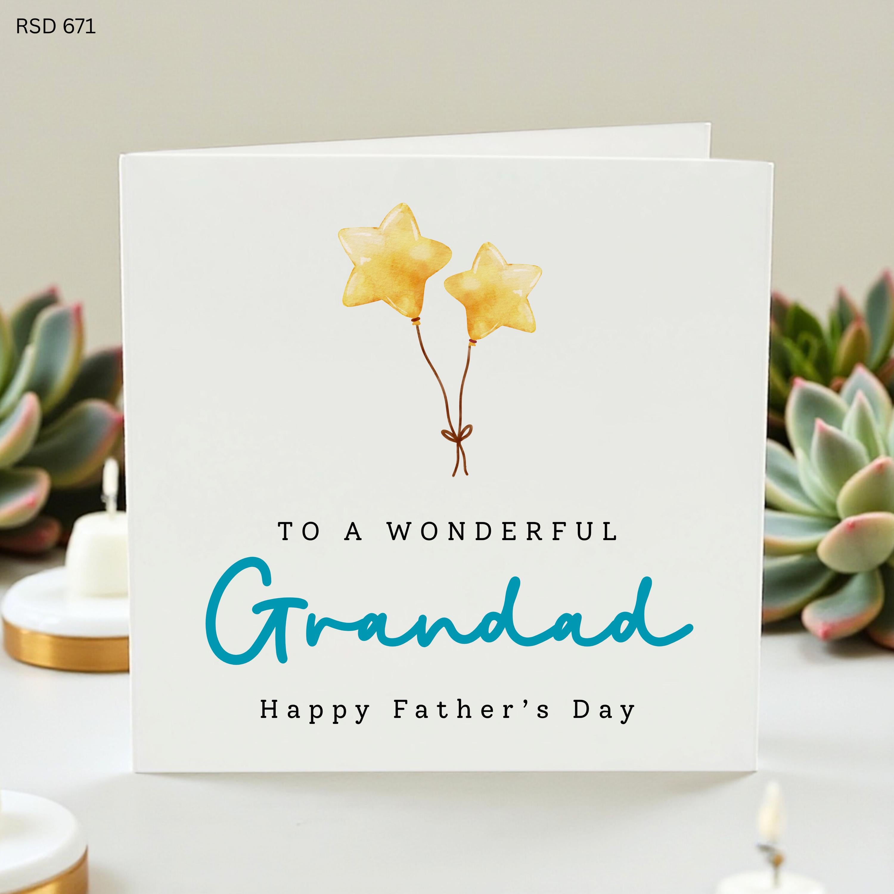 To a Wonderful Grandad Card, Happy Father’s Day Greeting, Cute Star Balloons Design, Personalized Grandpa Gift, Keepsake Card