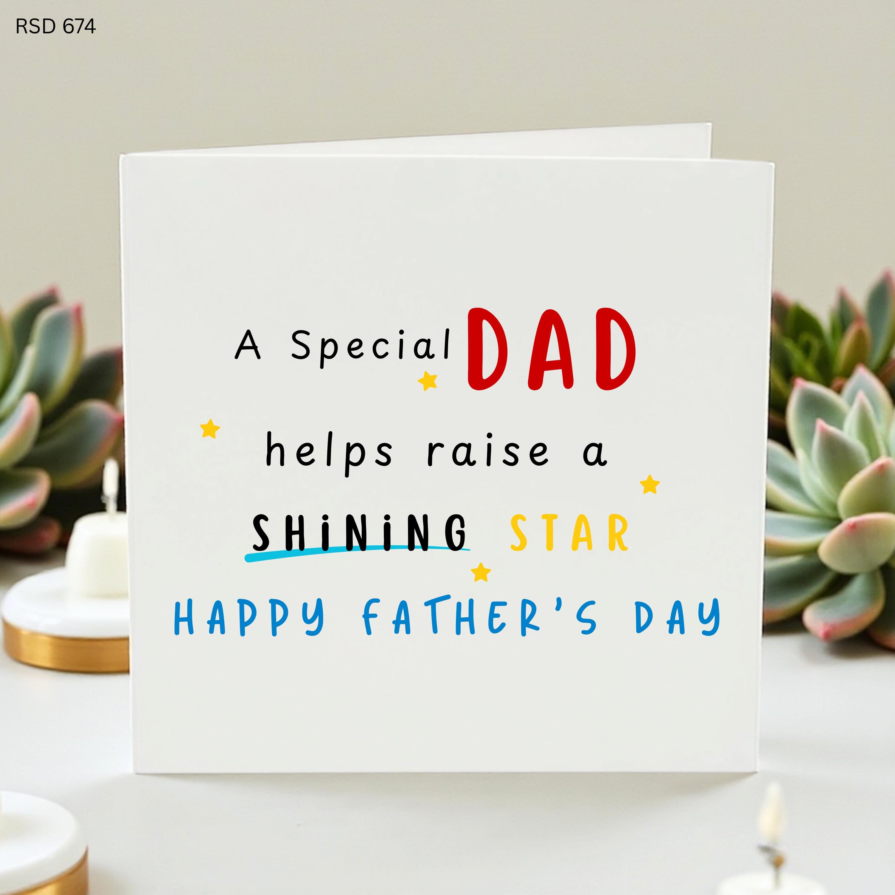 A Special Dad Card, You’re Our Shining Star, Cute Starry Design, Personalized Father’s Day Gift, Kids Keepsake Card for Daddy