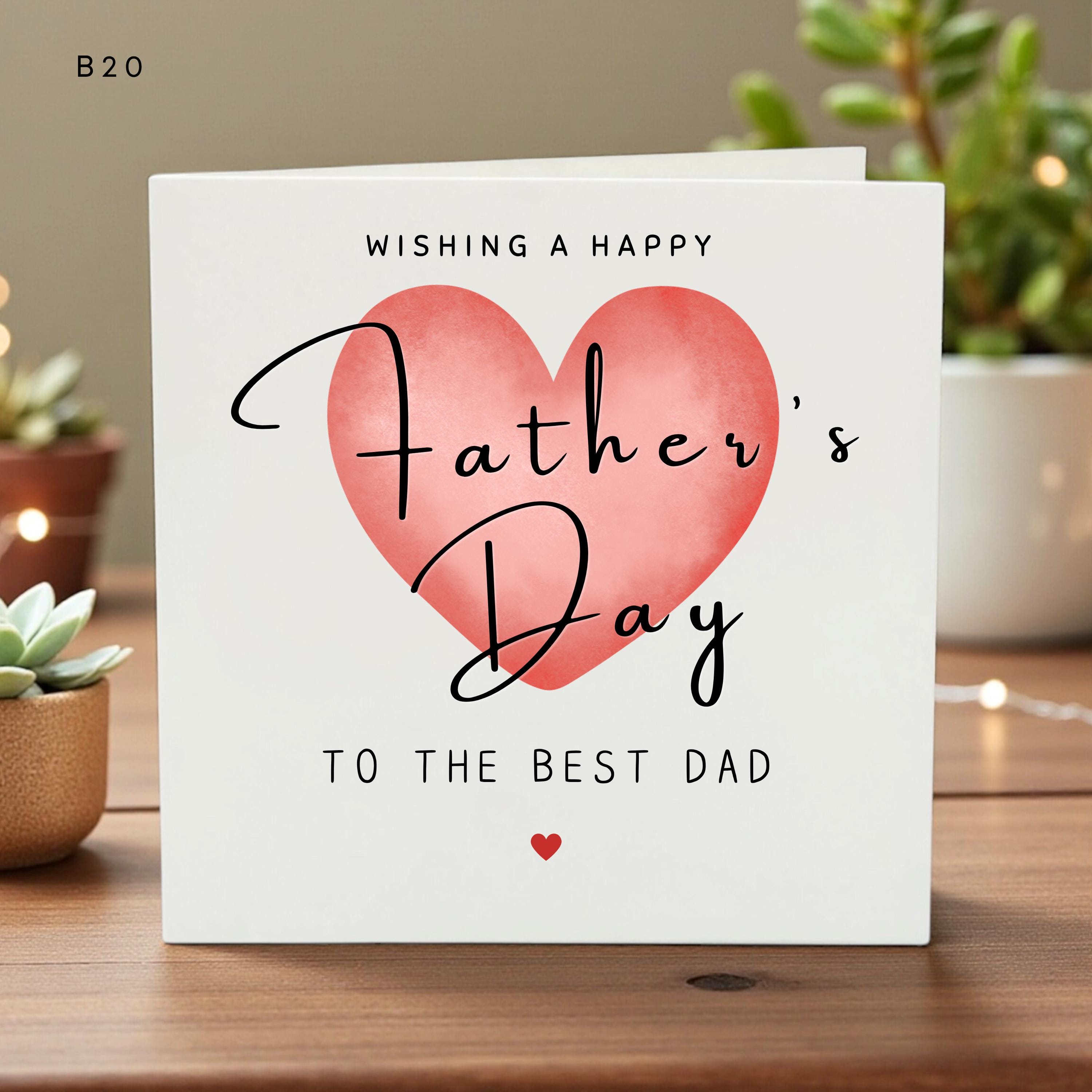 Father’s Day Card for Dad, To the Best Dad, Cute Heart Illustration, Personalized Kids Card, Sweet Love Message, Custom Name Option