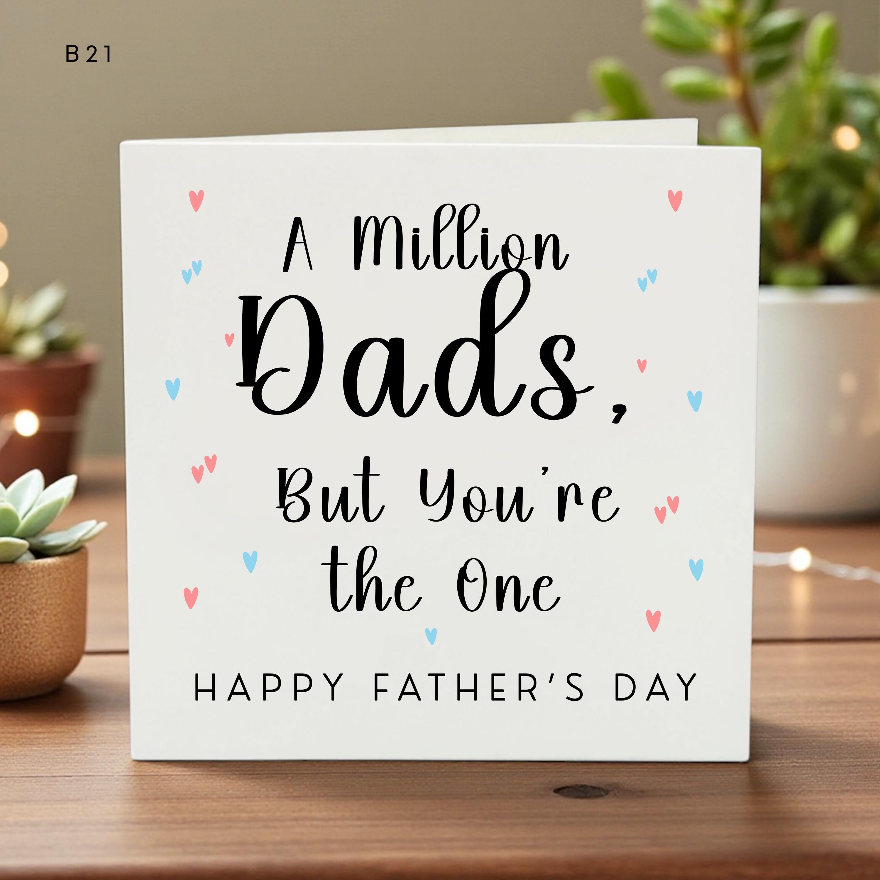 Father’s Day Card for Dad, A Million Hugs, Cute Heart Design, Personalized Kids Card, Sweet Love Message, Custom Name Option