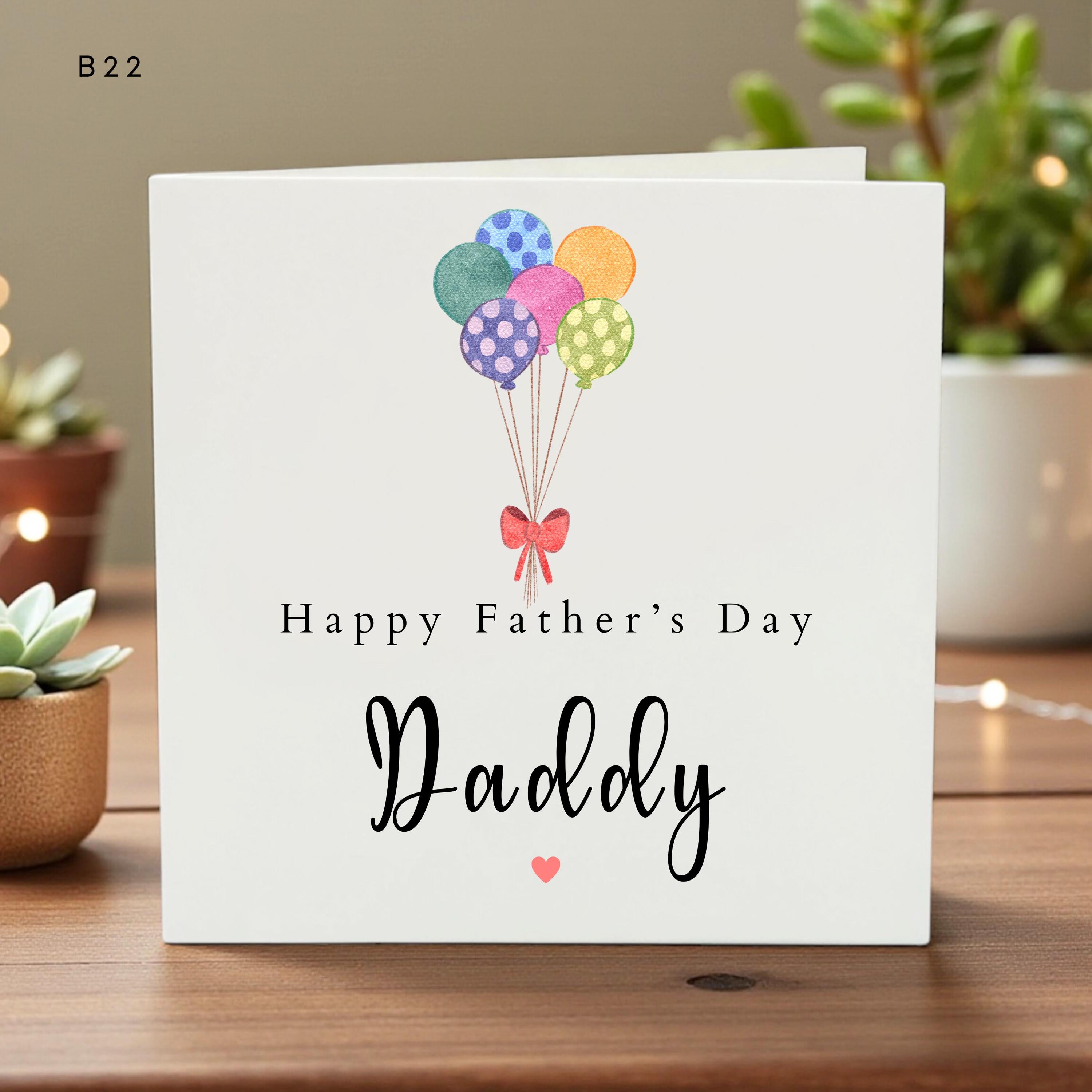 Personalized Father's Day Card, Cute Colorful Balloons, Custom Name Dad Card, Fun Daddy Gift, Unique Kids Handmade Card