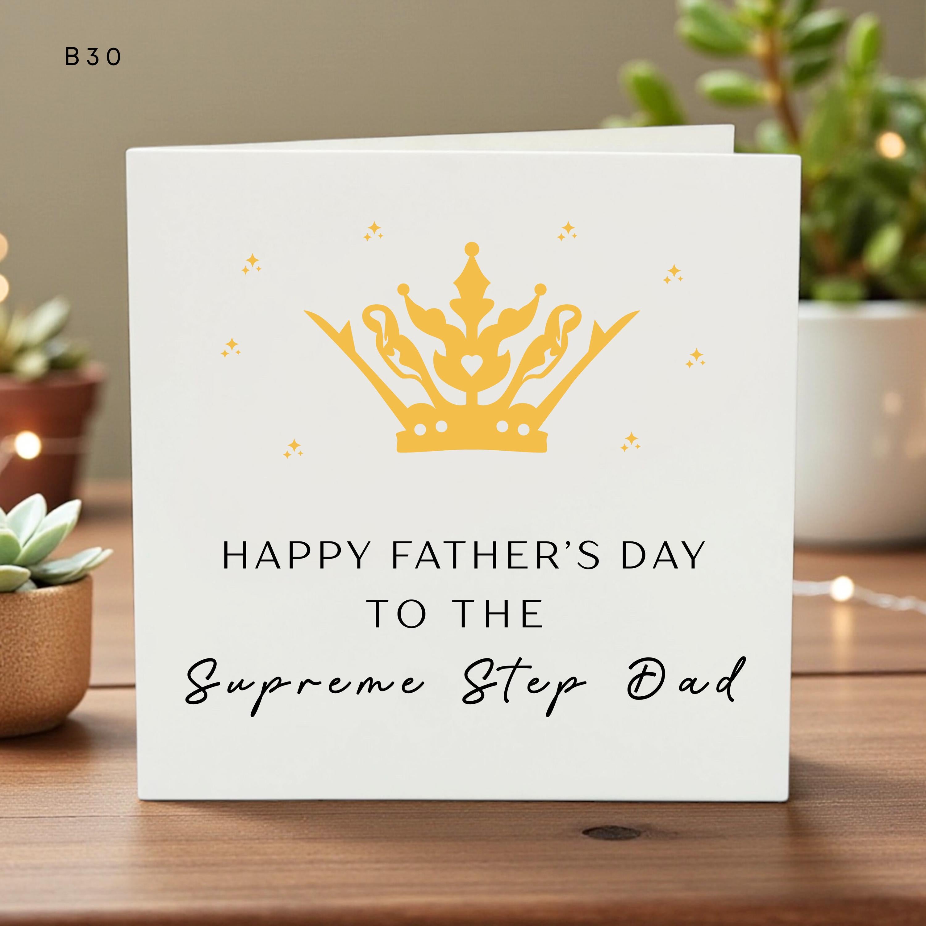 Personalized Fathers Day Card for Step Dad, Supreme Step Dad Greeting, Custom Name, Fun Kids Gift, Unique Step Dad Love Card