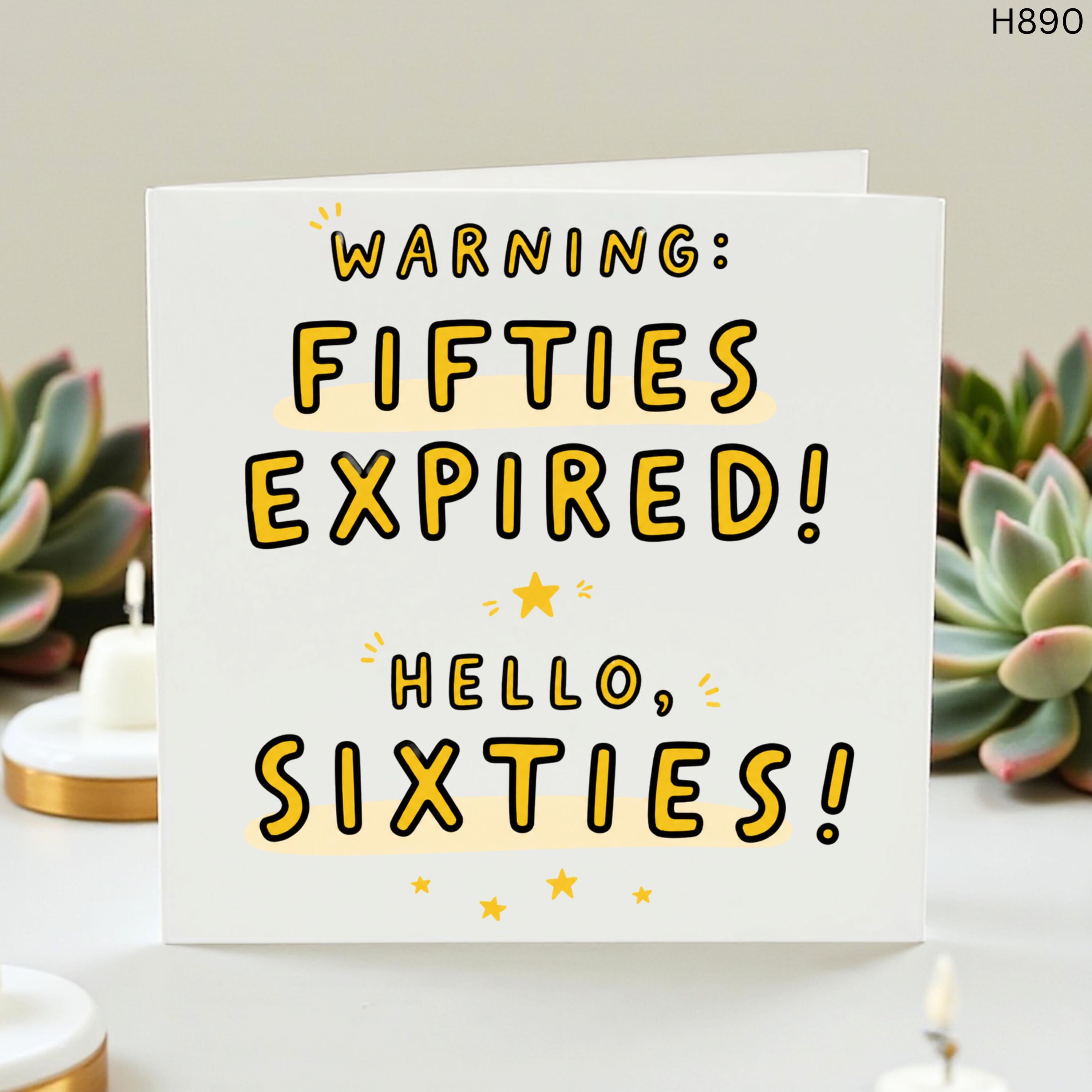 Funny 60th Birthday Card for Him or Her, Warning Fifties Expired Hello Sixties Greeting Card, Milestone 60 Birthday Gift, Sarcastic Turning