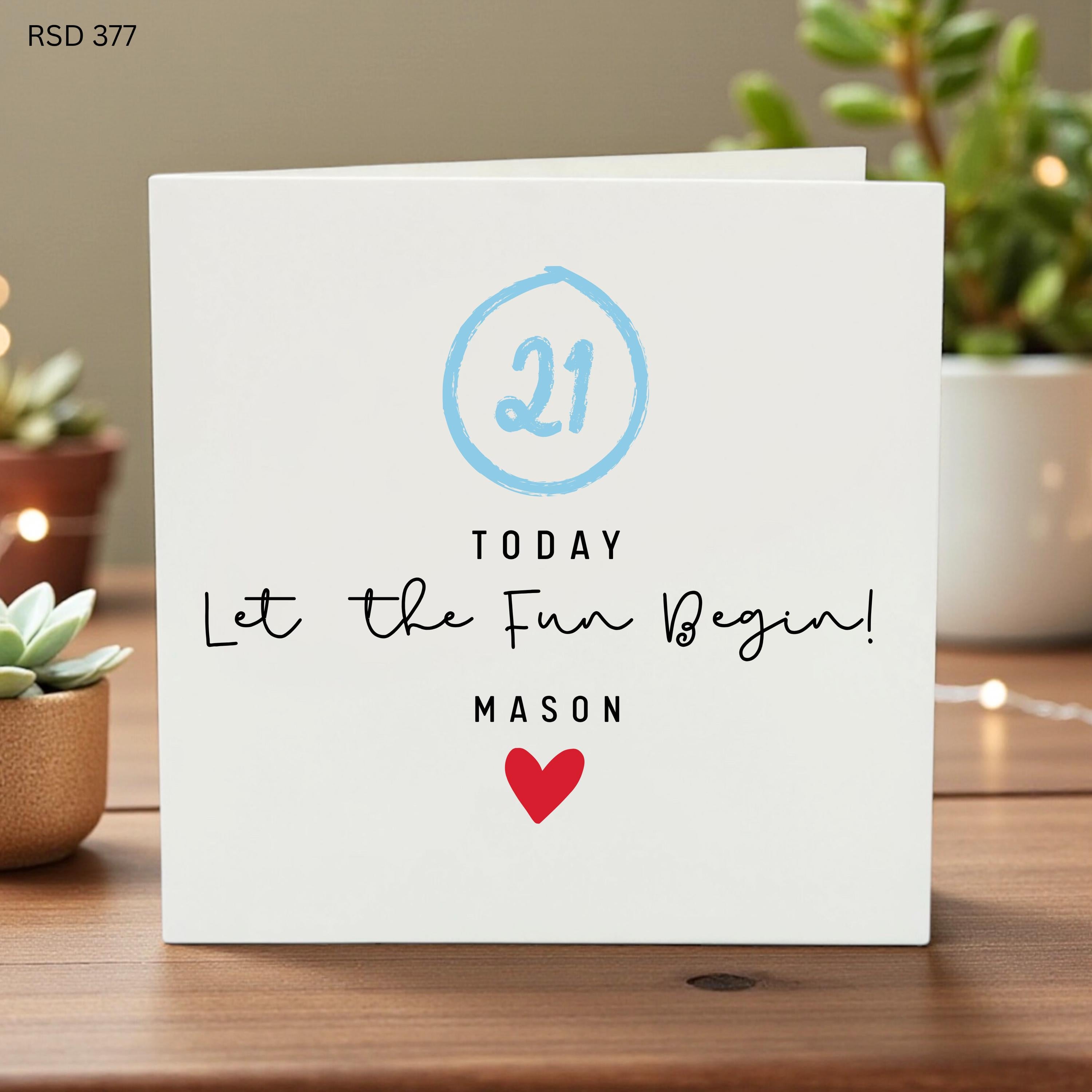 21st Birthday Card, 21 Today, Happy 21st Birthday, 21 Red Heart , Milestone Birthday, Twenty One, 21 6x6