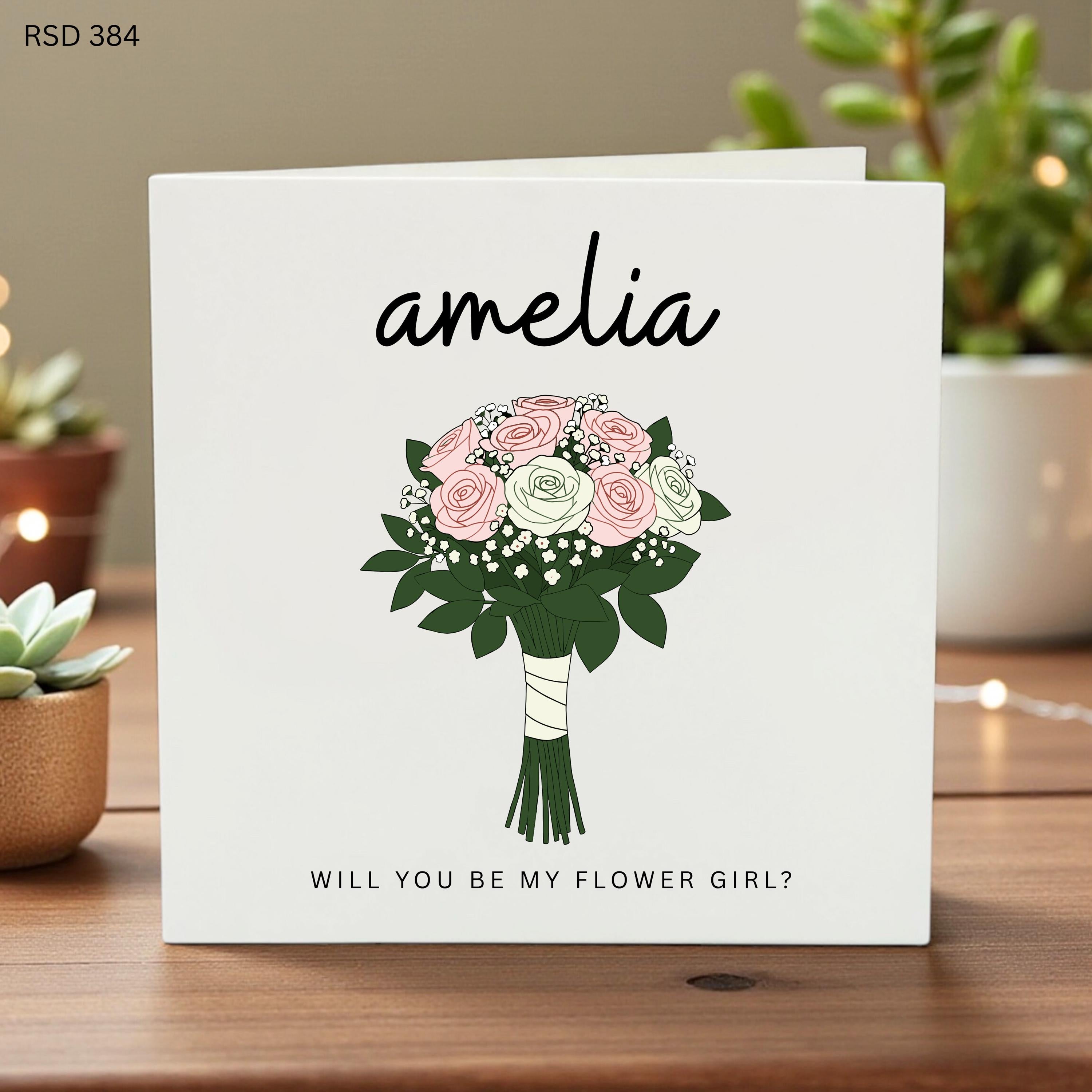 Personalized Flower Girl Proposal Card, Custom Bridesmaid Card, Will You Be My Flower Girl, Wedding Party Invite, Cute Floral Keepsake