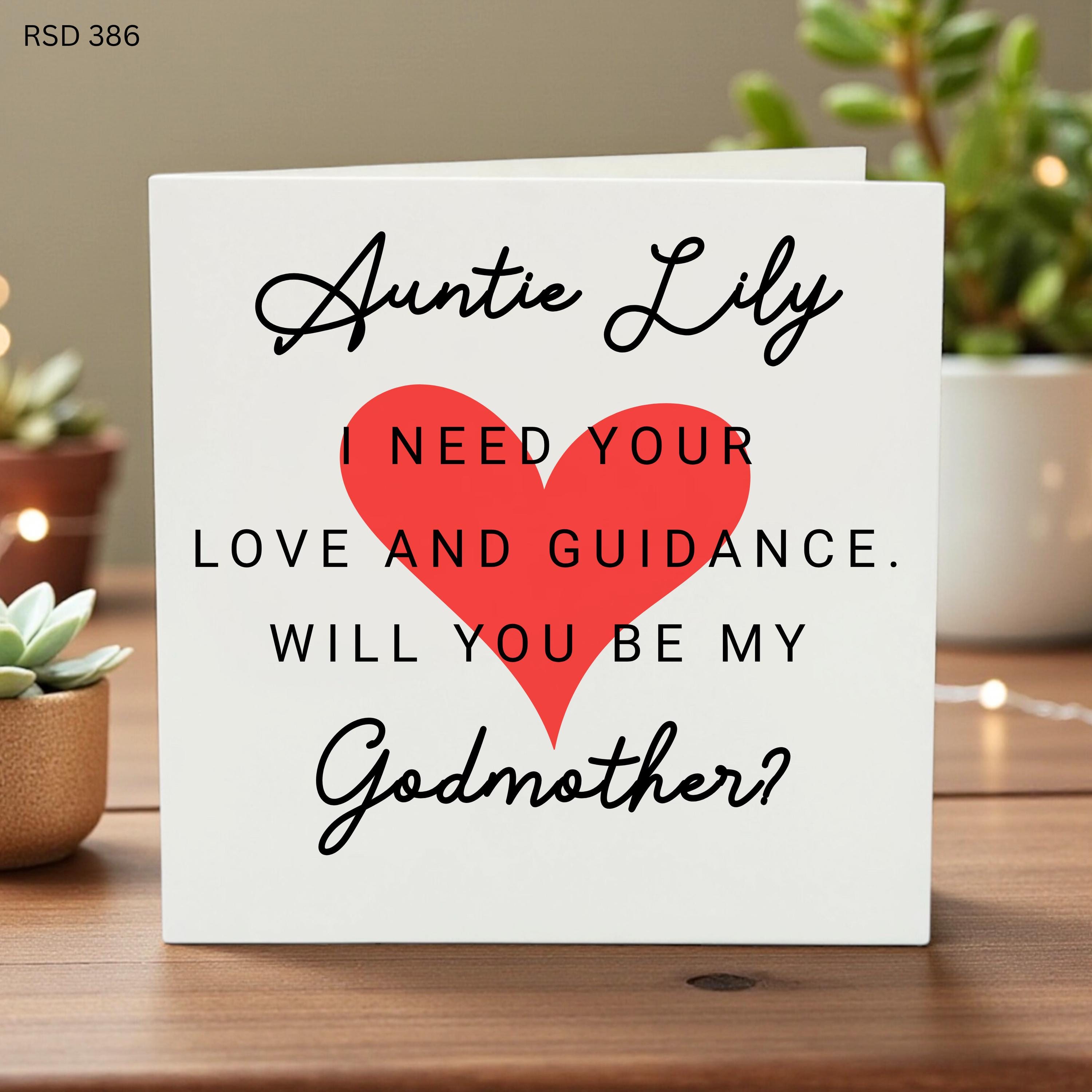 Will You Be My Godmother Card, Godmother Proposal Card, Personalised Godparent Card, Christening Card, Card for Auntie 6x6