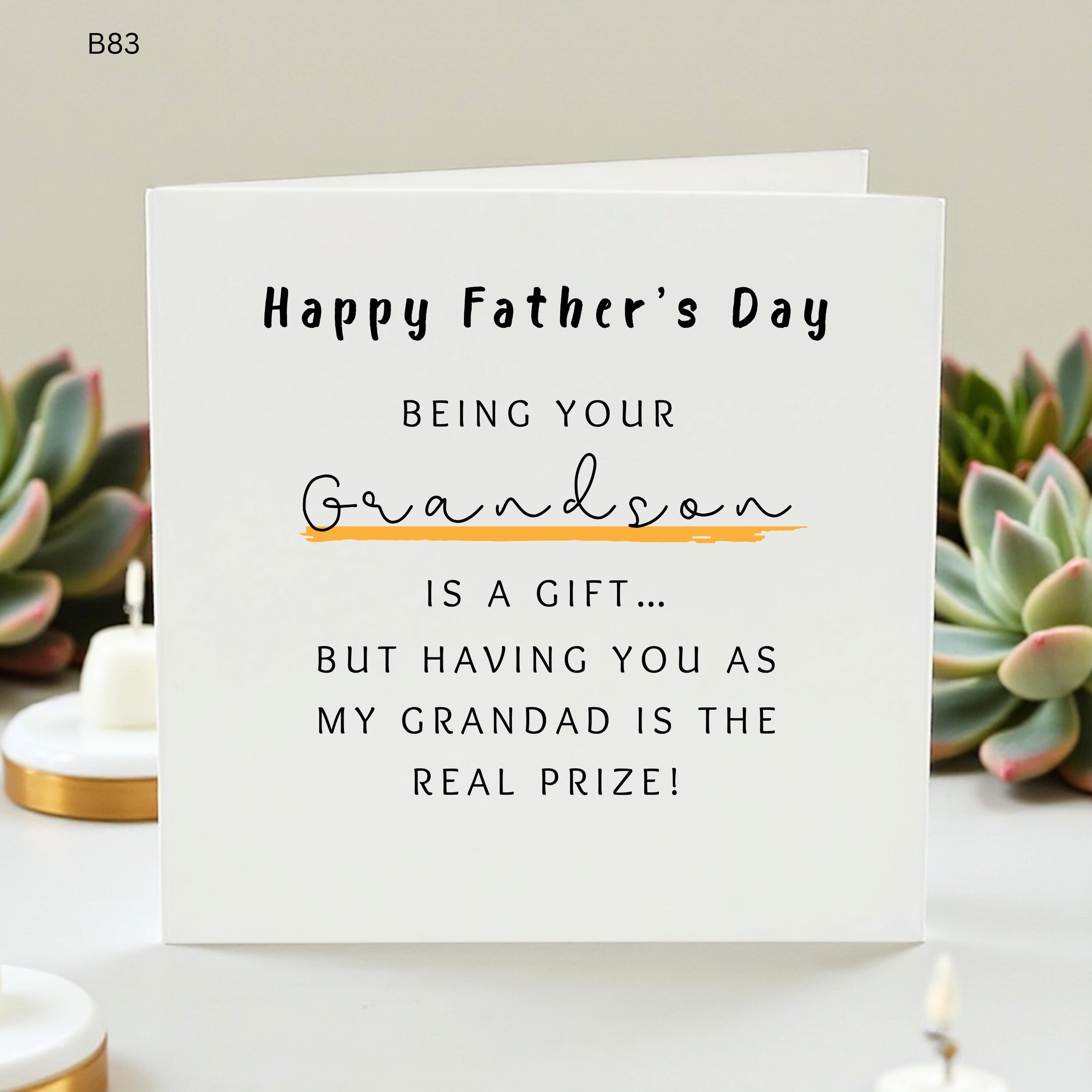 Personalised Grandson Father's Day Card From Grandson, Happy Fathers Day Grandad Card, Cute Grandad Gift Card, Grandson Keepsake