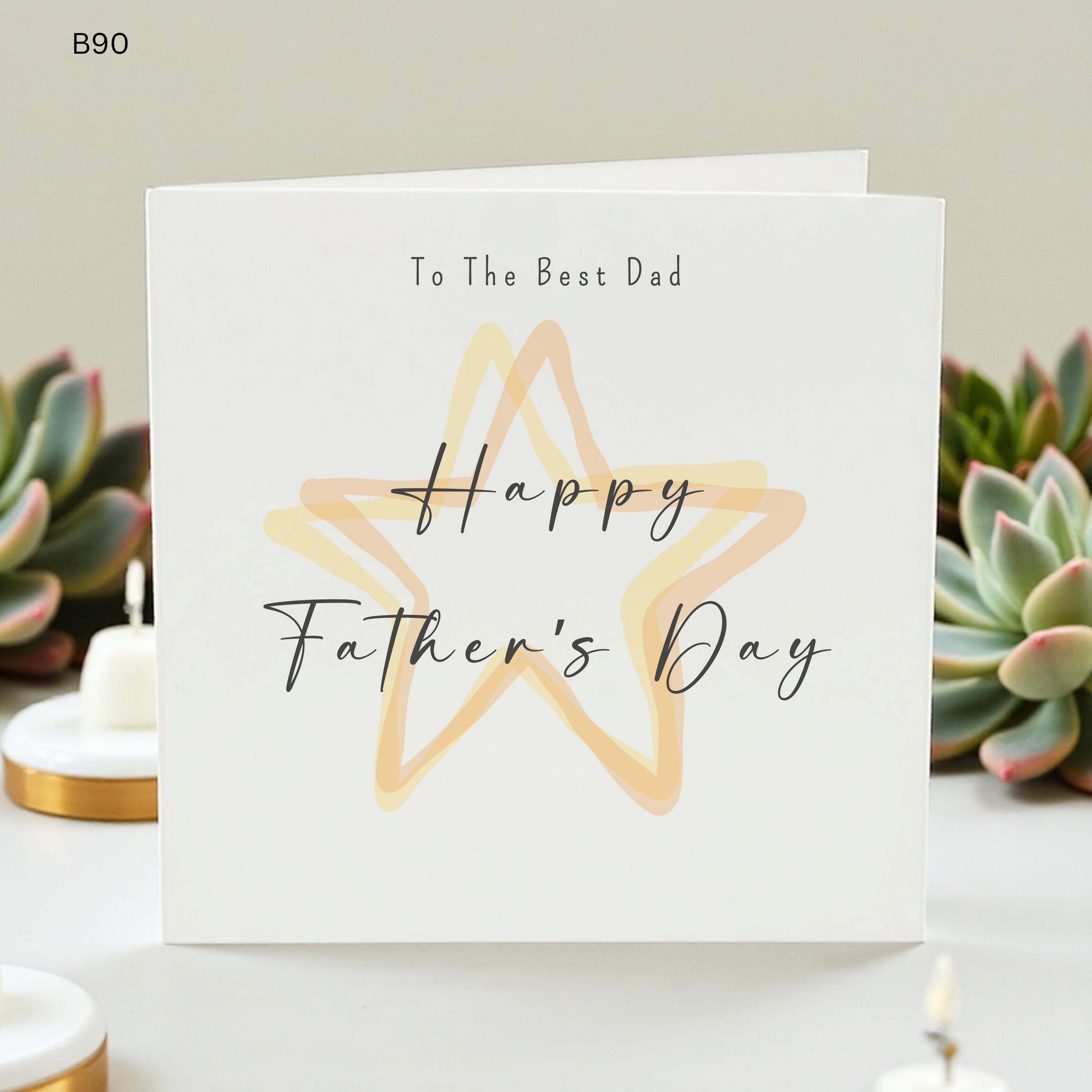 Best Dad Fathers Day Card, Simple Star Dad Card, Cute Fathers Day Card for Him, Minimal Dad Greeting Card, Personalised Card