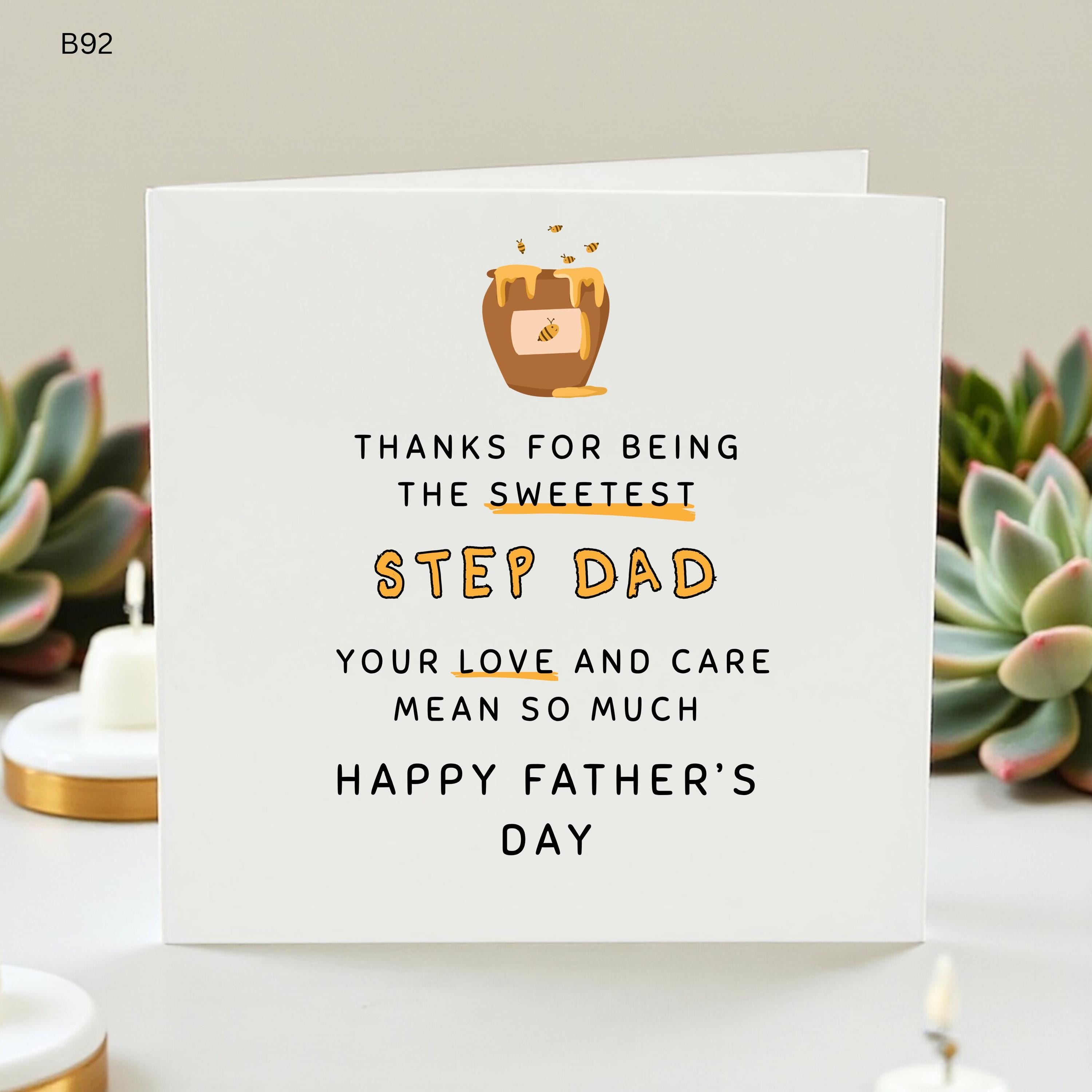 Step Dad Fathers Day Card, Sweetest Step Dad Card, Thank You Stepdad Card, Bonus Dad Card From Child, Personalised Card