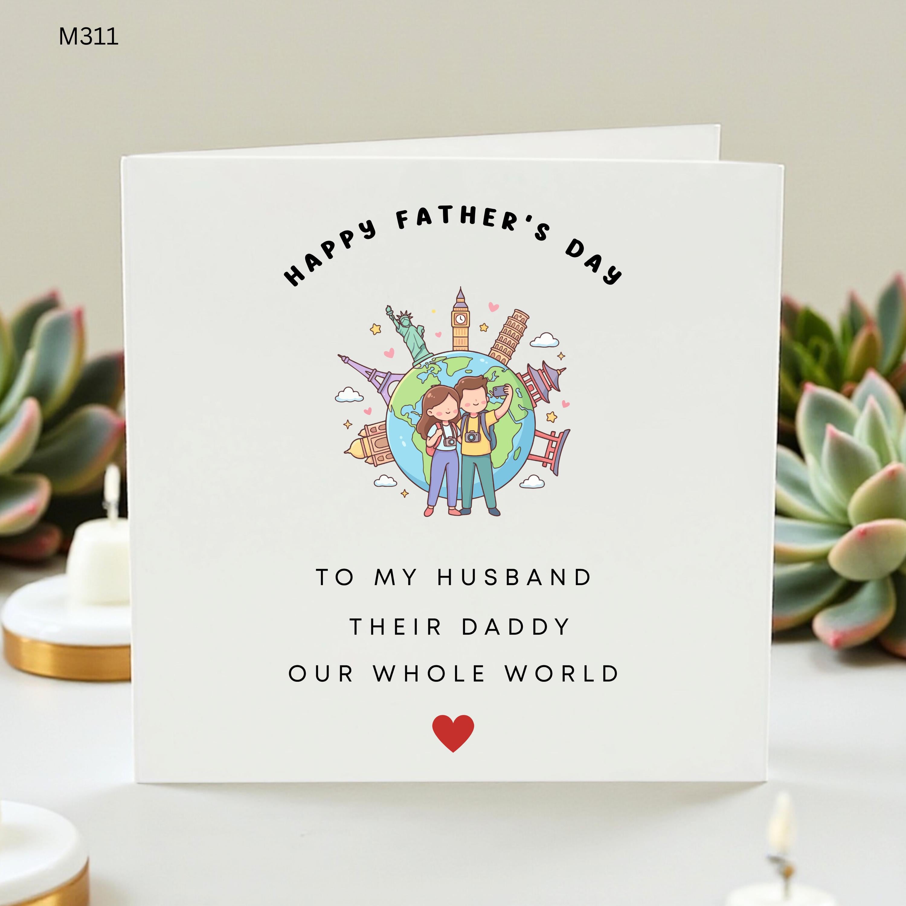 Husband Father's Day Card From Kids, Daddy Card From Wife, Our Whole World Dad Card, Cute Travel Dad Gift, Father's Day Card For Him