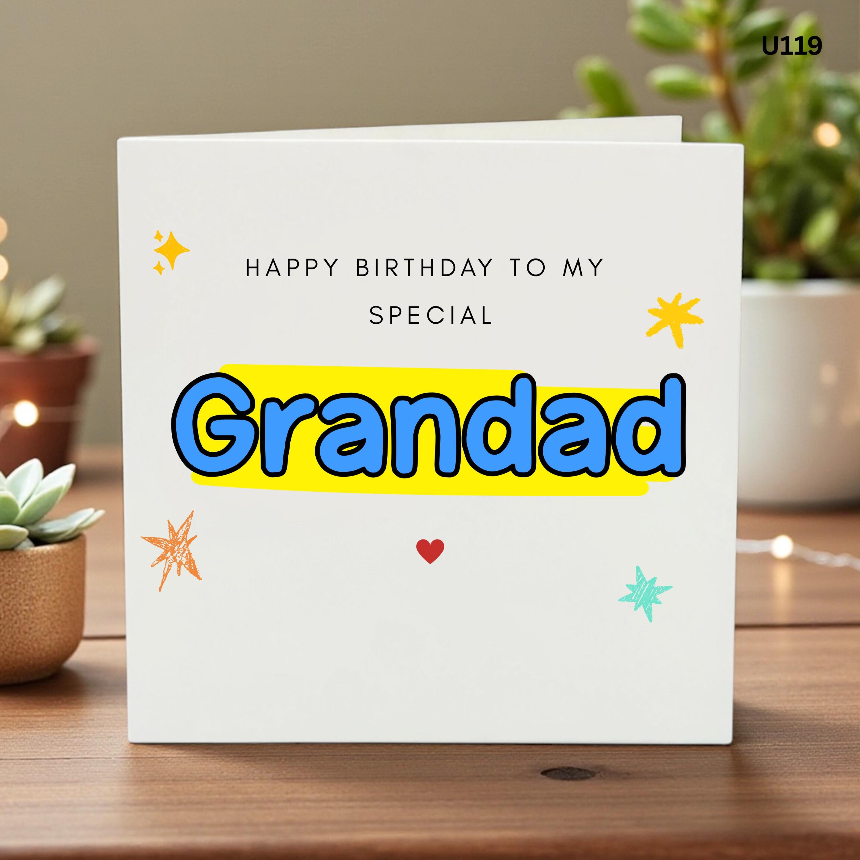 Grandad Birthday Card, Happy Birthday Grandad, Best Grandfather Card, Birthday Gift for Grandpa, Cute Card for Him, Greeting from Grandkids