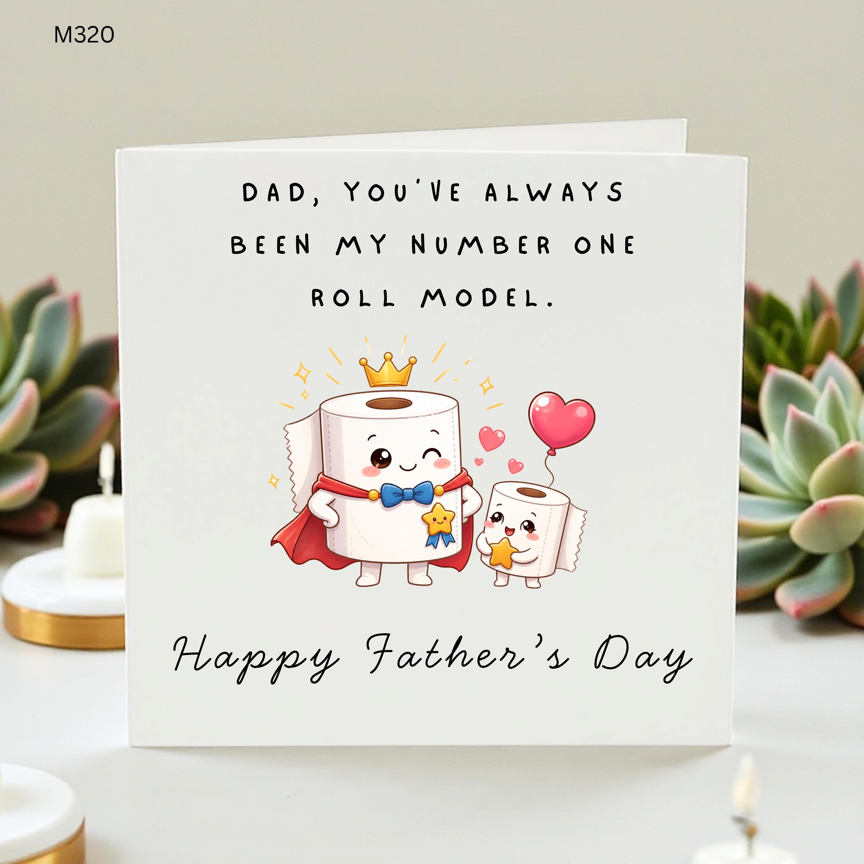 Personalised Dad Fathers Day Card, Number One Roll Model Card, Funny Toilet Roll Daddy Cards From Son Daughter, Cute Dad Birthday Gift Ideas