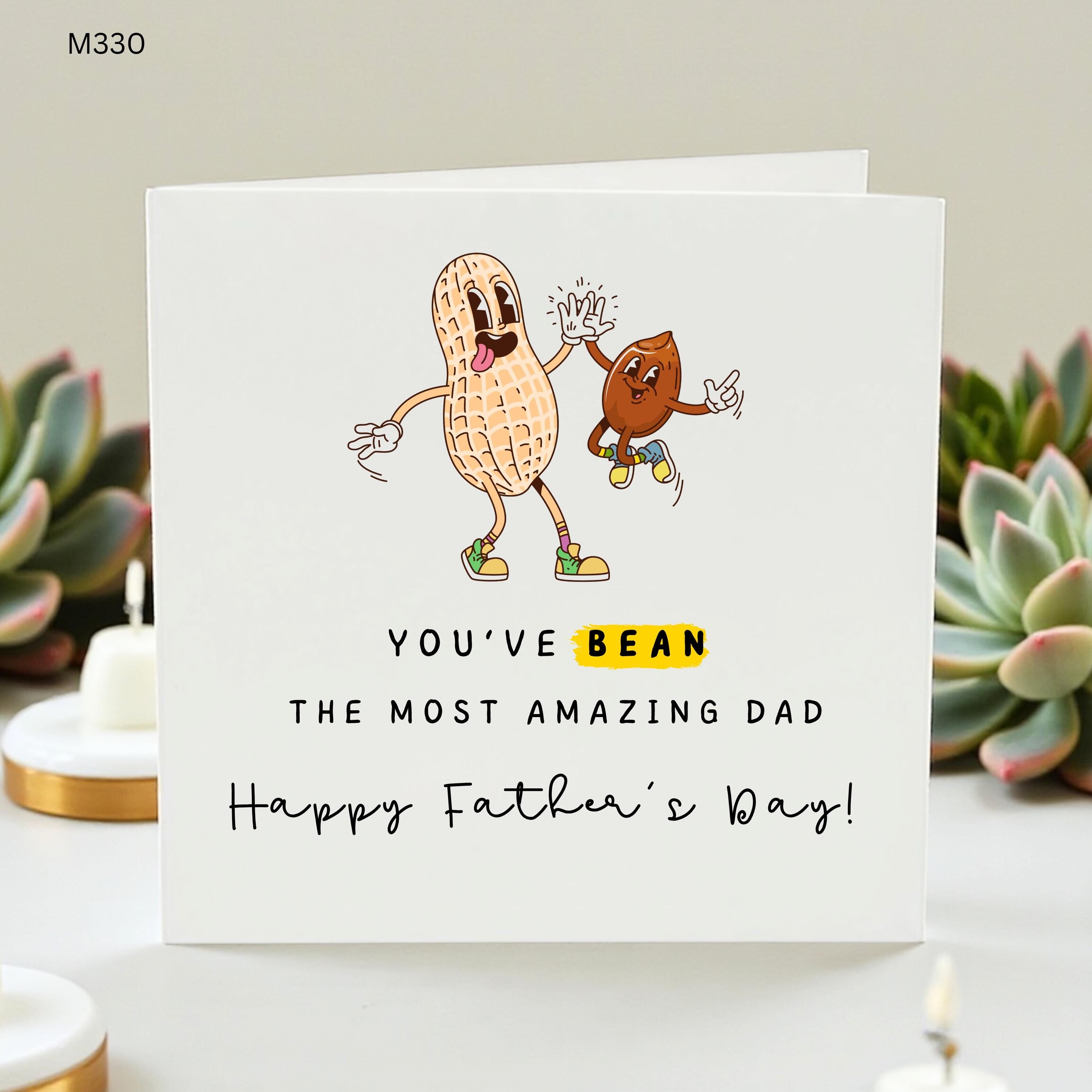 Funny Fathers Day Card From Daughter Son, Cute Peanut Bean Pun Dad Card, Amazing Dad Greeting Card, New Dad Step Dad Card Gift