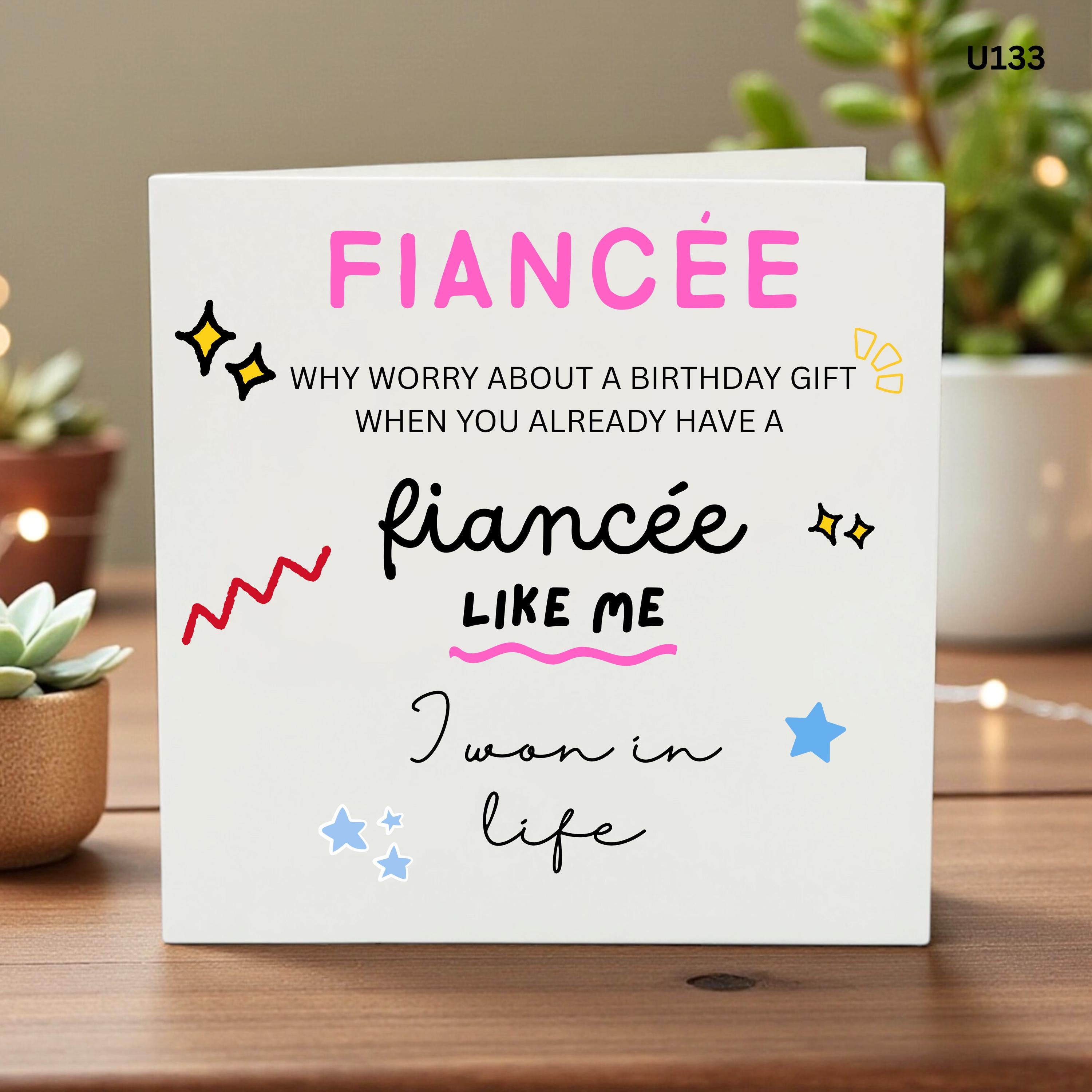 Fiancee Birthday, Funny Birthday Card for Fiancee, Funny Romantic Card, Fiancee Gift, I Won In Life Card, Funny Engagement Card, From Fiance