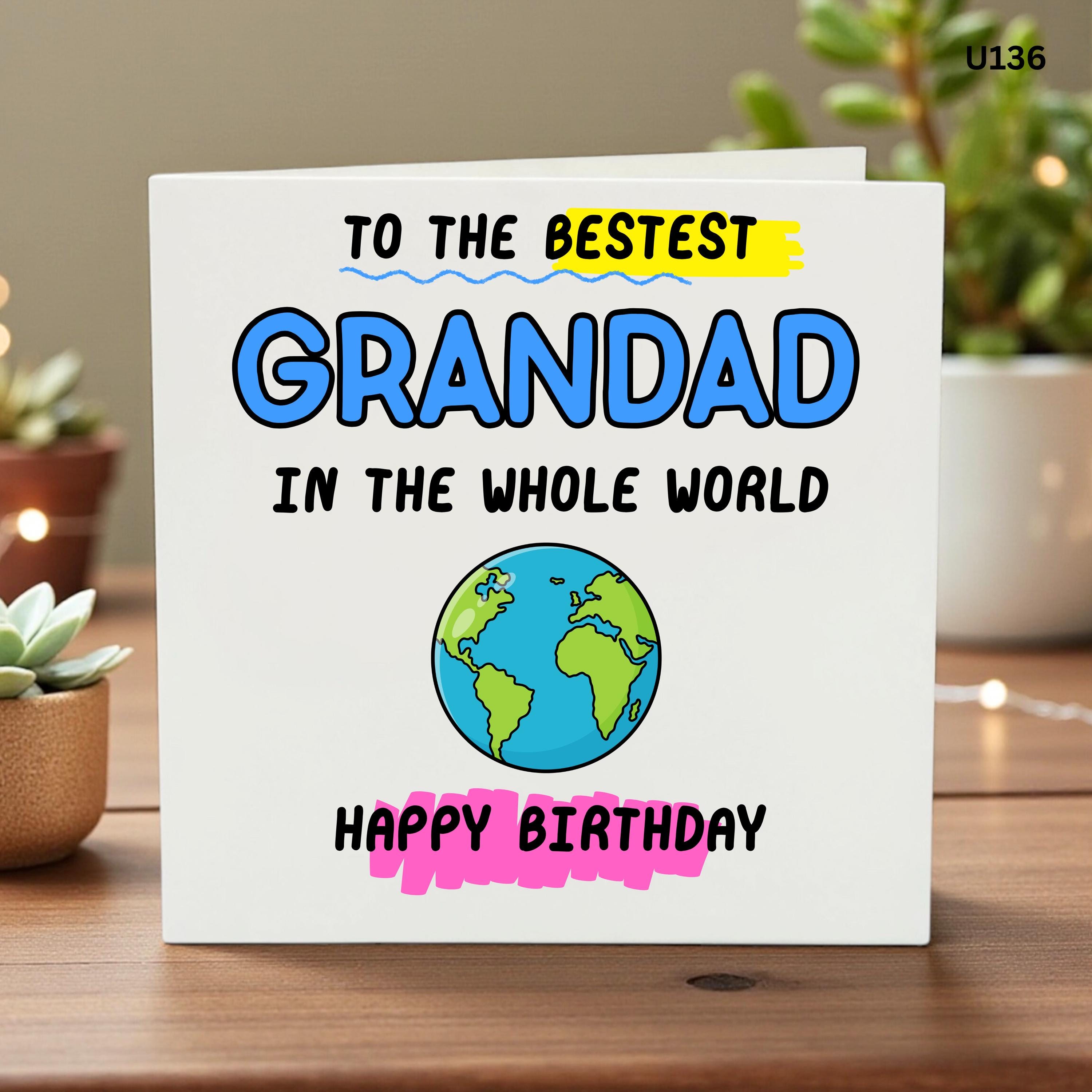 Best Grandad Birthday Card, World's Best Grandad, Grandfather Birthday Gift, Funny Grandad Card, Cute Birthday Card for Him, Personalized