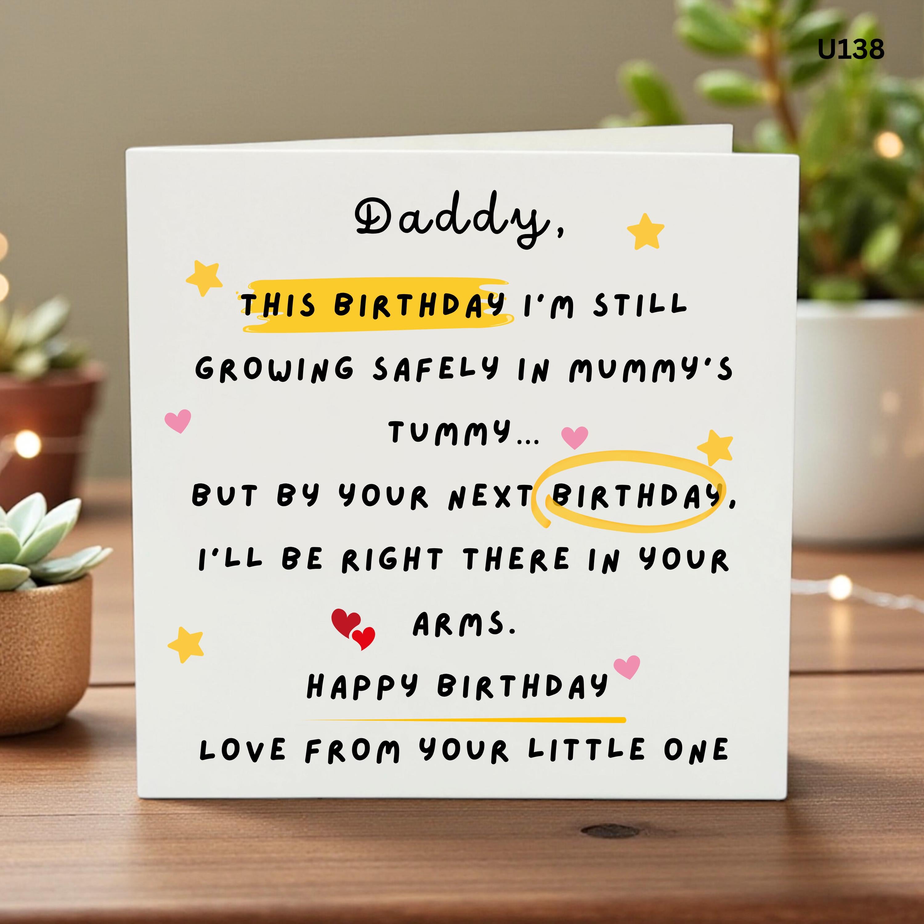 Daddy Birthday Card from Bump, Pregnancy Announcement Birthday Card, New Dad Gift, Card for Dad to be, First Birthday as Daddy, Baby Shower