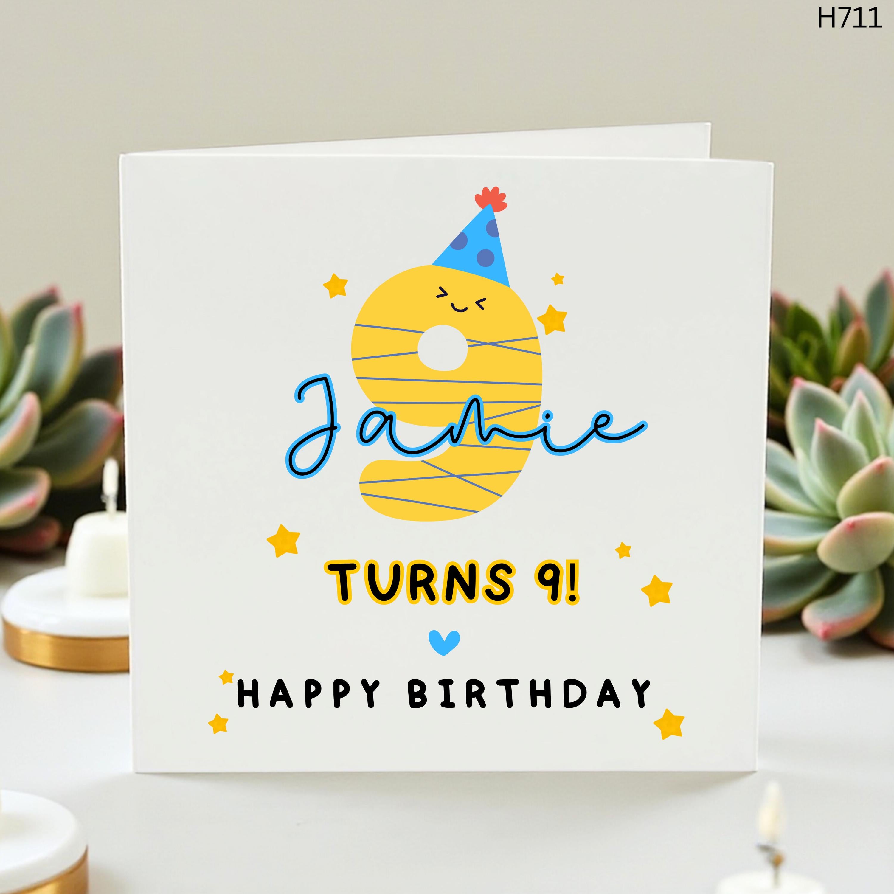 Personalized 9th Birthday Card for Boys or Girls, Custom Name Birthday Gift for 9 Year Old, Funny 9th Birthday Card, Milestone Birthday Card