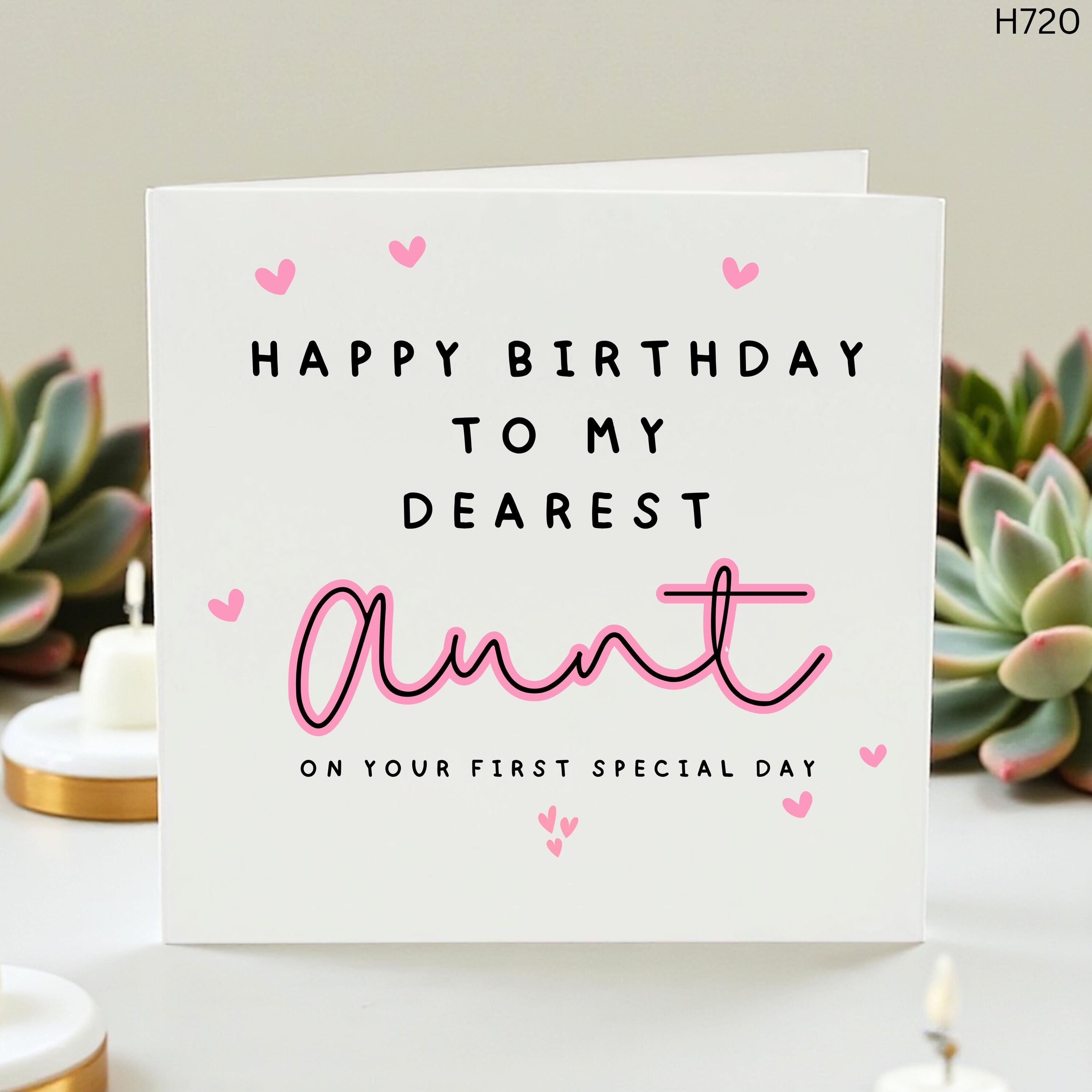 Funny Aunt Birthday Card, First Birthday Gift for Auntie, Cute Auntie Card from Niece or Nephew, Minimalist Greeting Card