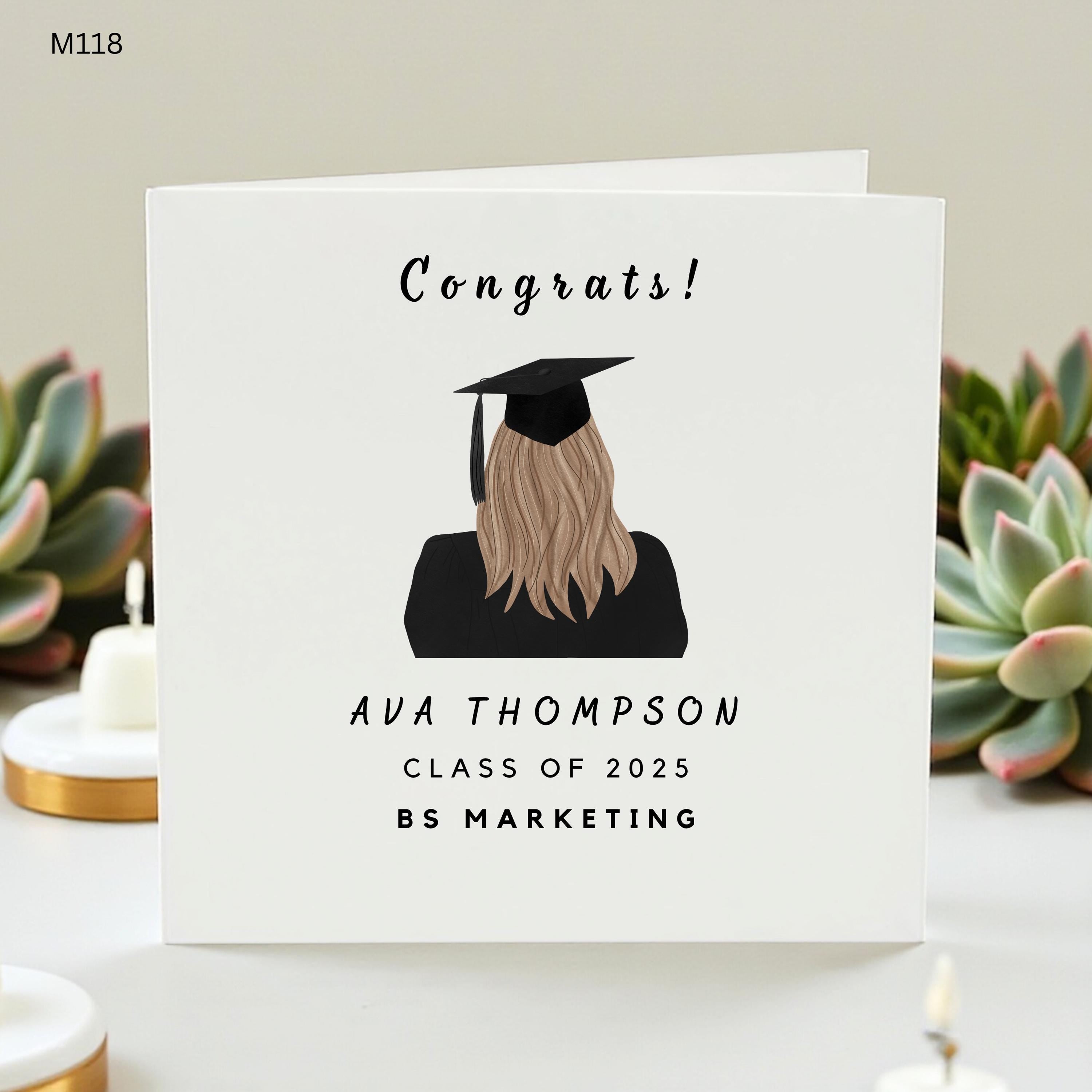 Personalized Graduation Card Class of 2026, Custom Name Degree Congrats Card, Graduation Gift for Her, University College Grad Card, Master