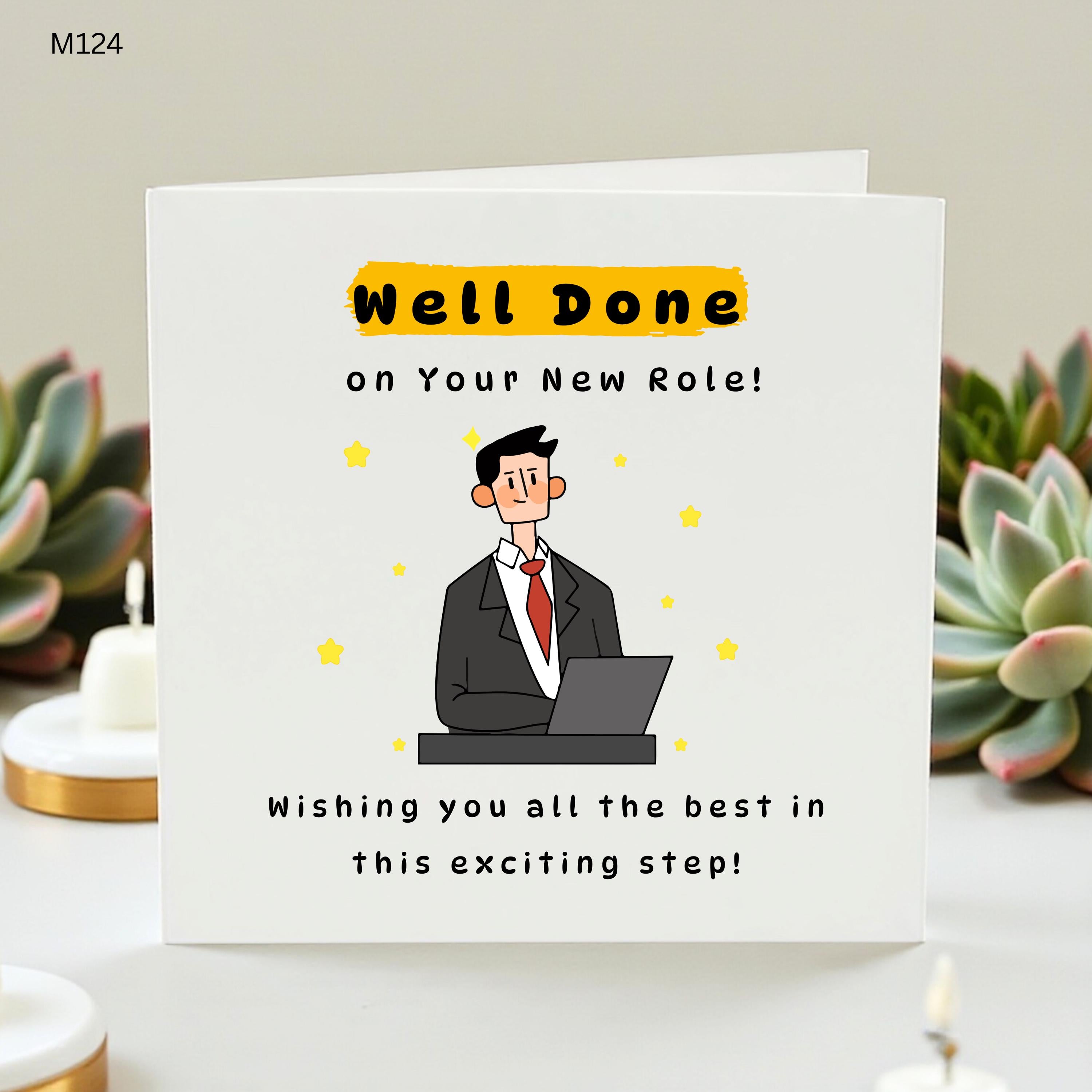 New Job Congratulations Card for Him, Well Done on Your New Role Card, Promotion Gift for Coworker, Career Milestone Greeting , Good Luck