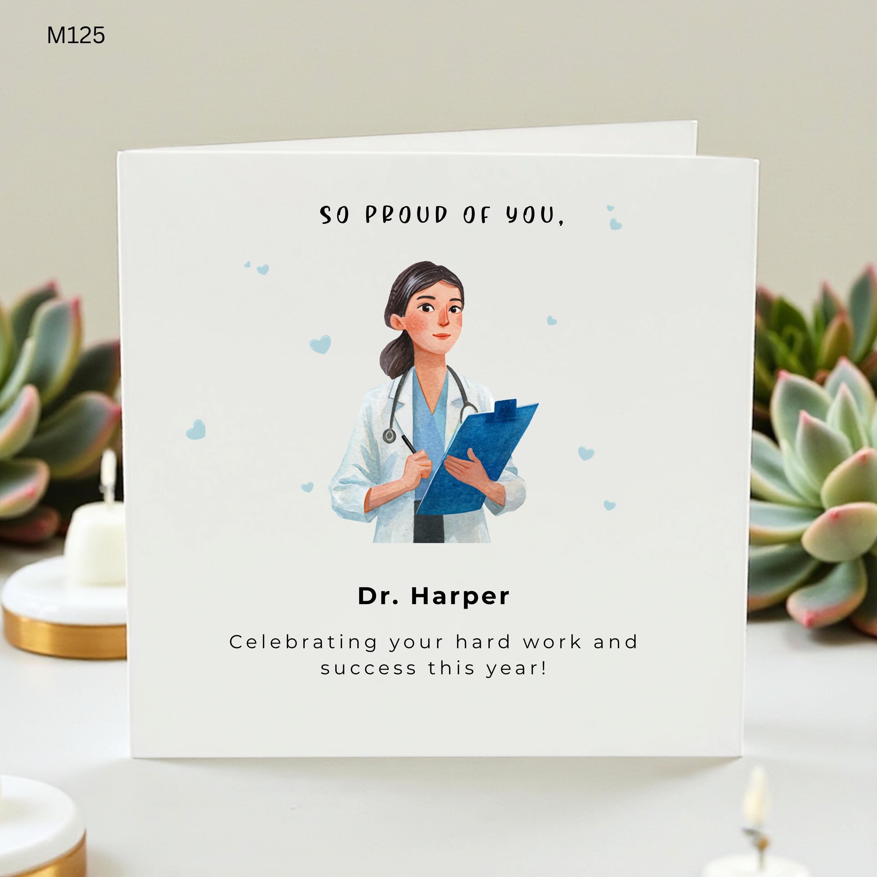 Doctor Graduation Congratulations Card Medical Achievement Card Female Doctor Illustration Congrats Card Healthcare Success Gift 6x6