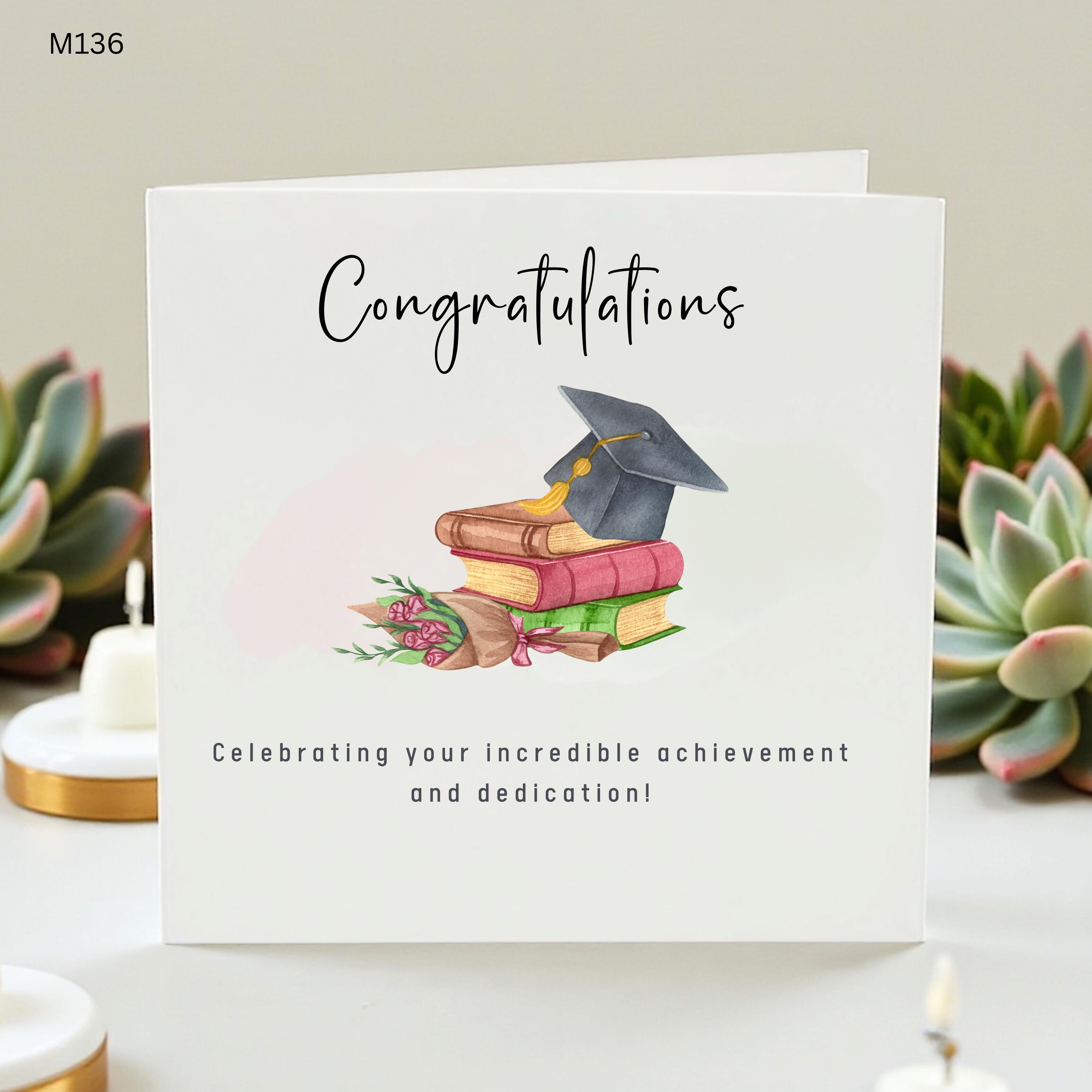 Congratulations Graduation Card | Elegant Graduation Card for Her | University College Graduate Card | Floral Books Design | Class of 2026