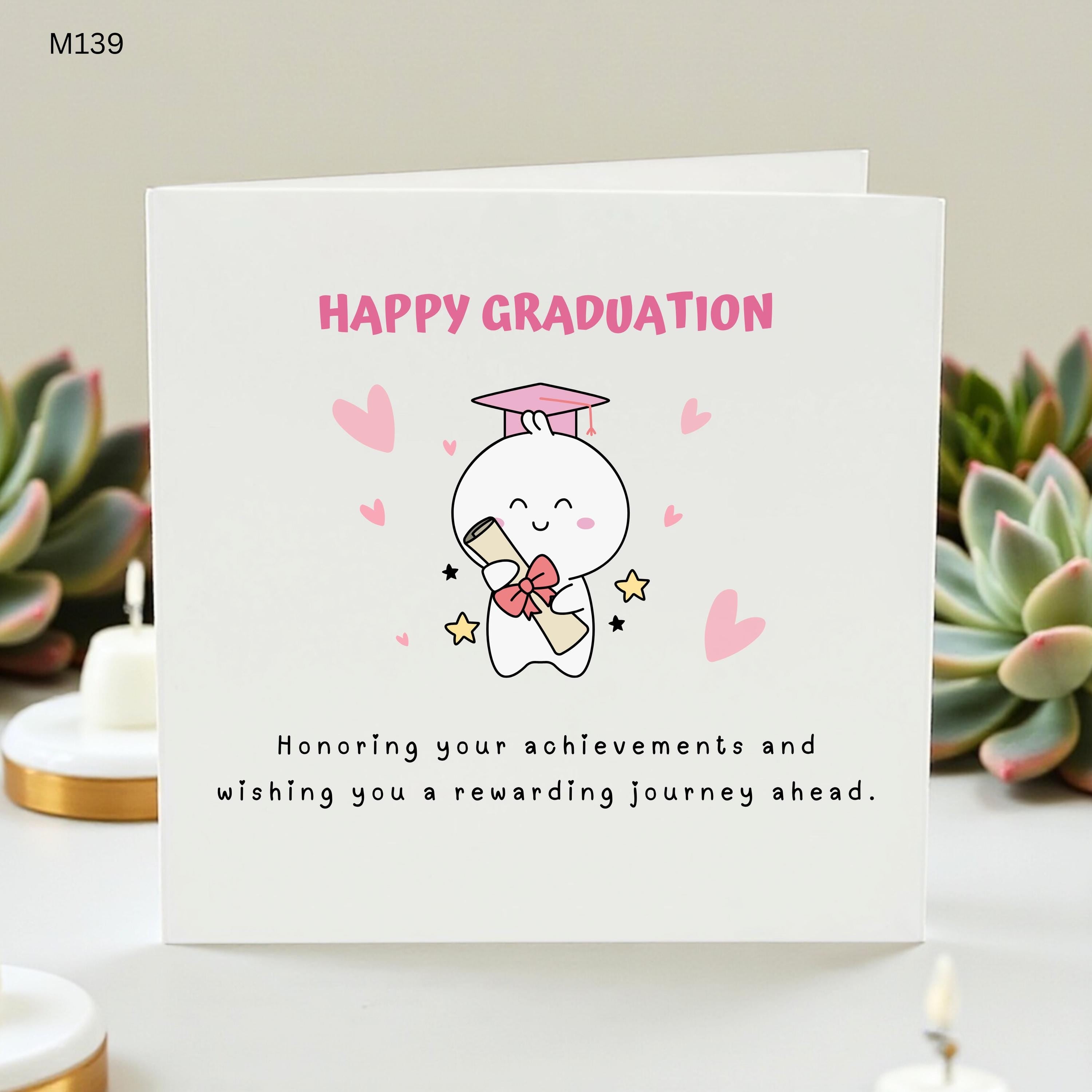 Cute Graduation Card, Kawaii Character Grad Card, Happy Graduation Class of 2026, Sweet Congratulations Card for Her, Daughter Graduation