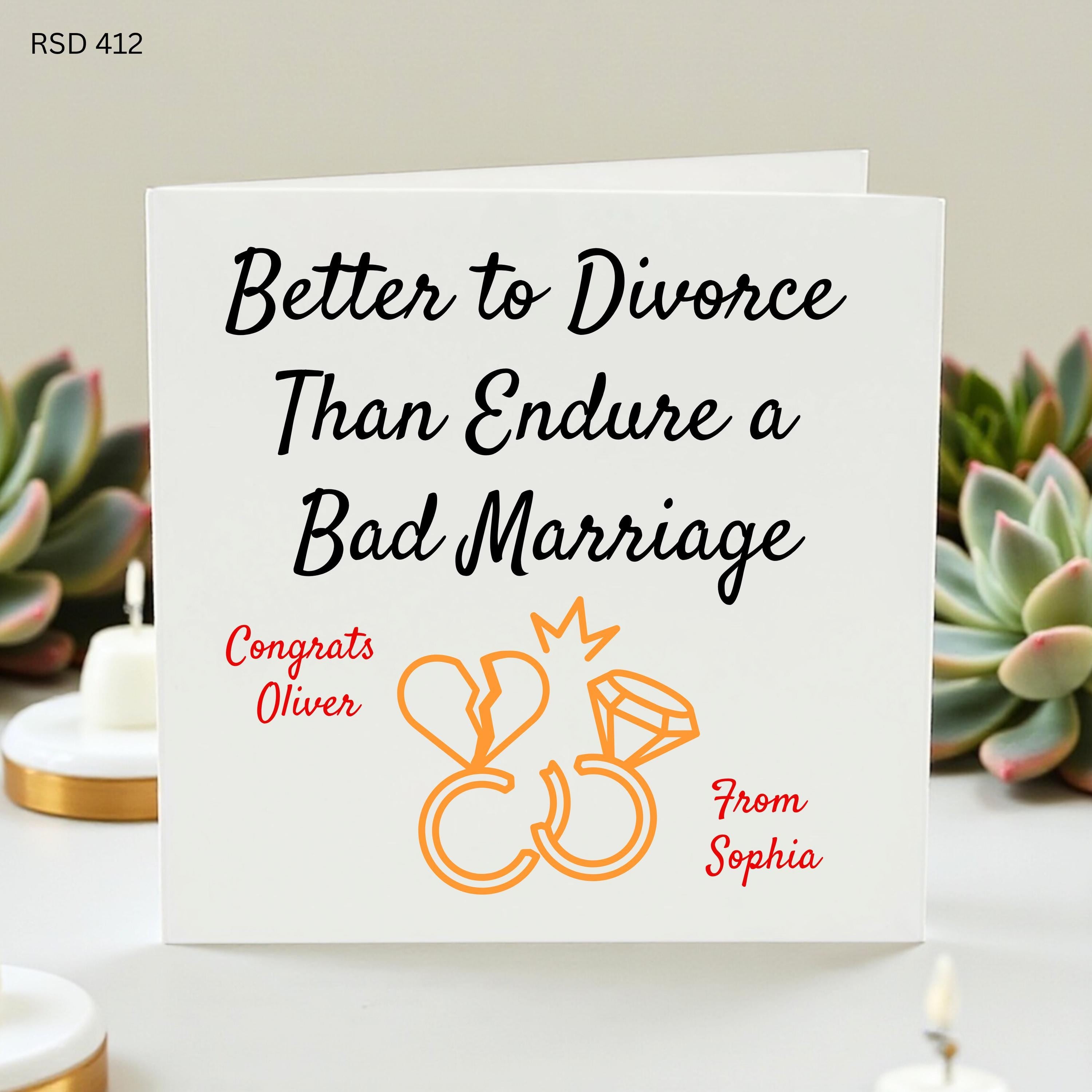 Funny Divorce Card, Personalized Divorce Gift, Congrats On Divorce, Divorce Party Card,Sarcastic Divorce Gift, Ending Marriage Card,Divorce
