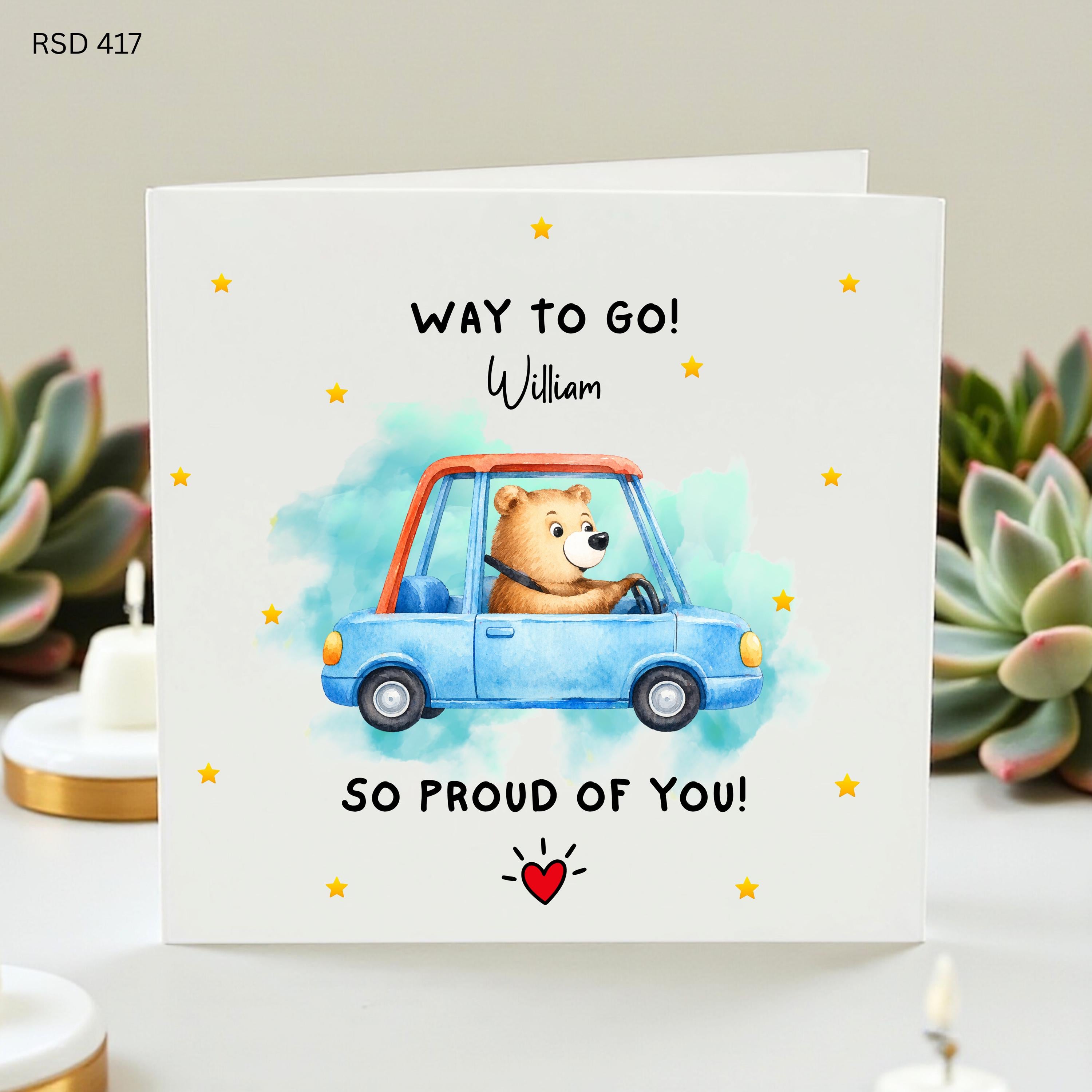 Way To Go Card, Personalized Proud Of You, Congratulations Card, New Driver Gift,Graduation Card, Funny Bear Card,Achievement Gift, ell Done