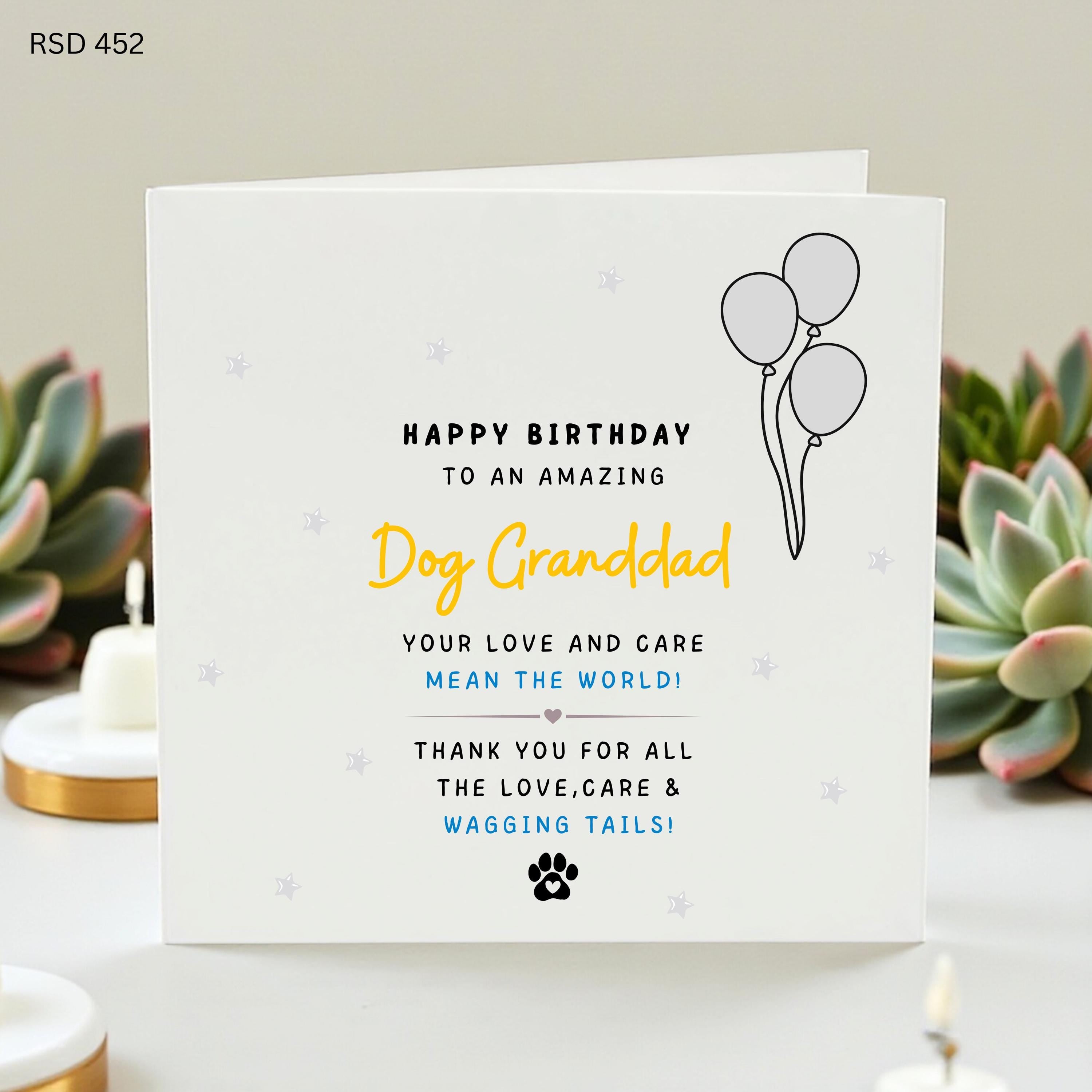 Happy Birthday Card From Dog, Personalized Dog Granddad Greeting, Funny Pet Card, Dog Lover Birthday, Custom Name Option