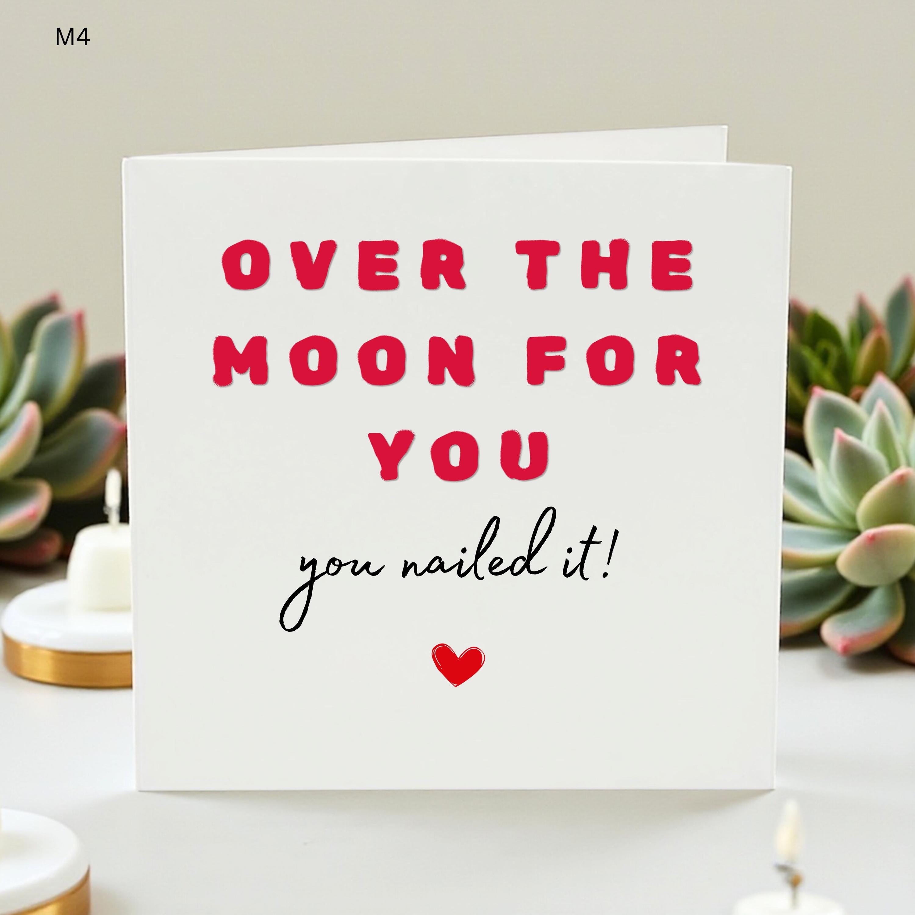 Over The Moon Greeting Card, Congratulations Card, Encouragement Card, Well Done Card, Proud Of You Gift, New Job Card, Achievement Card