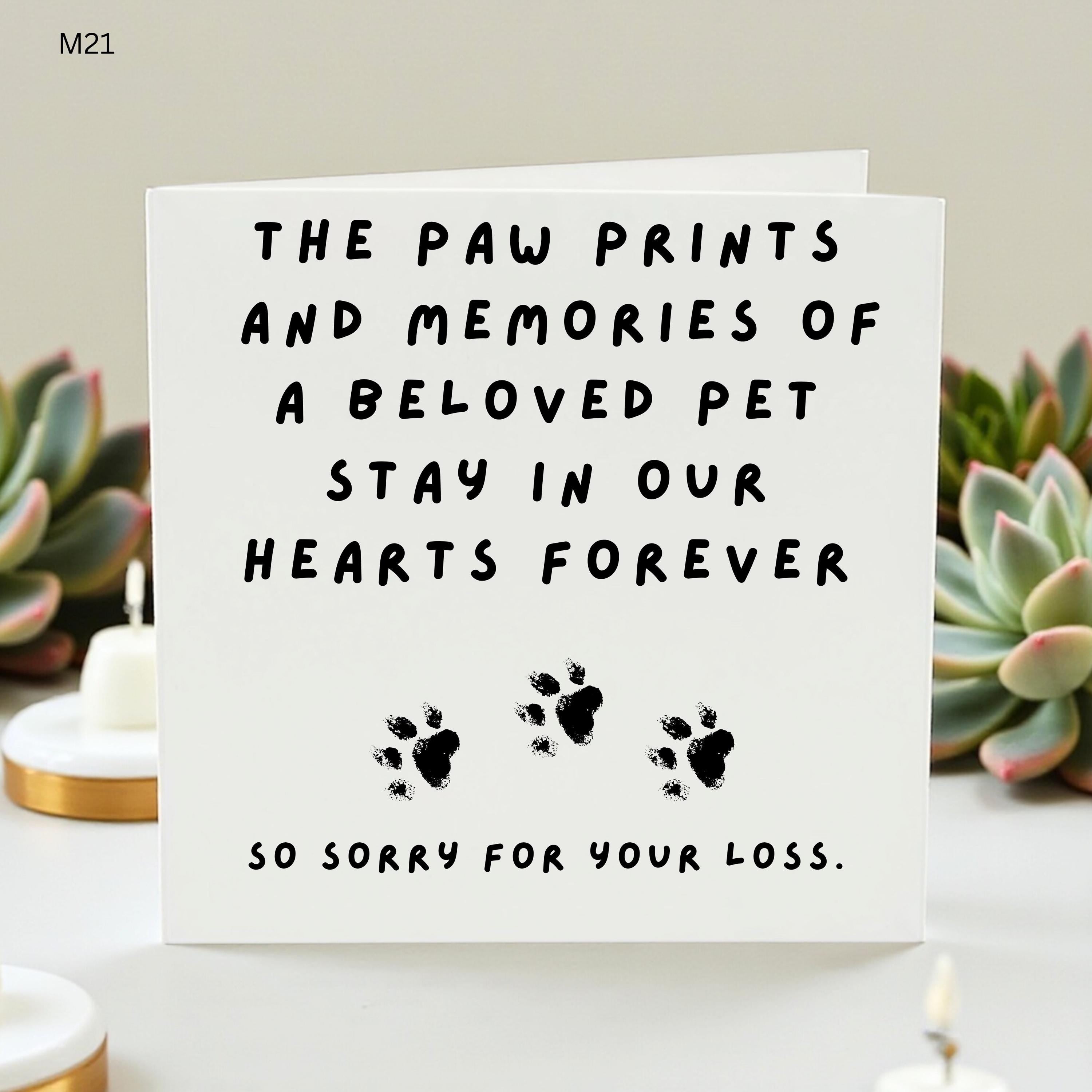 Pet Sympathy Card – Loss of Dog or Cat, Rainbow Bridge Remembrance, Pet Bereavement Condolence Card with Paw Prints