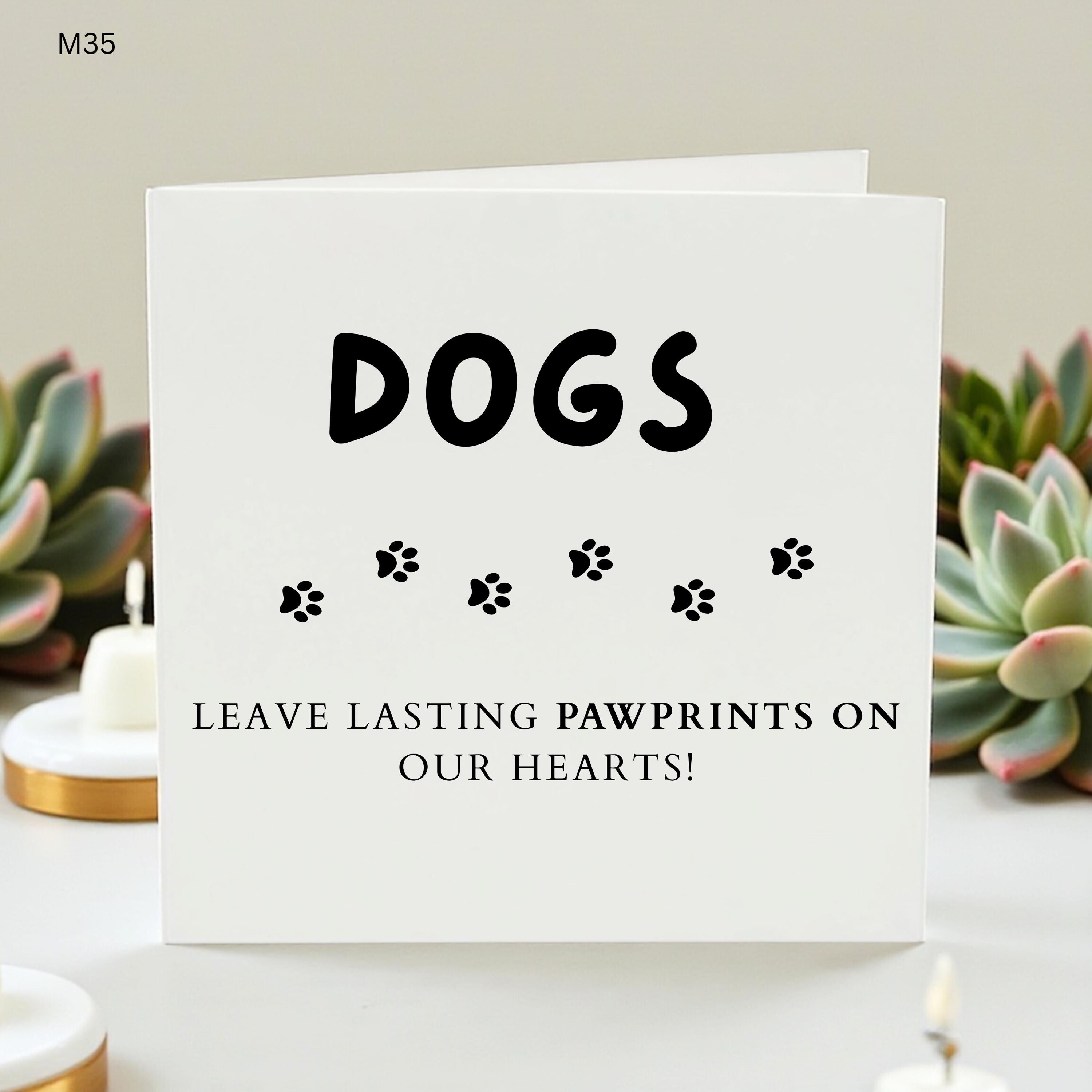 Dogs Leave Pawprints on Our Heart Card – Pet Loss Sympathy Card, Dog Memorial Gift, Rainbow Bridge Remembrance Card for Dog Lovers