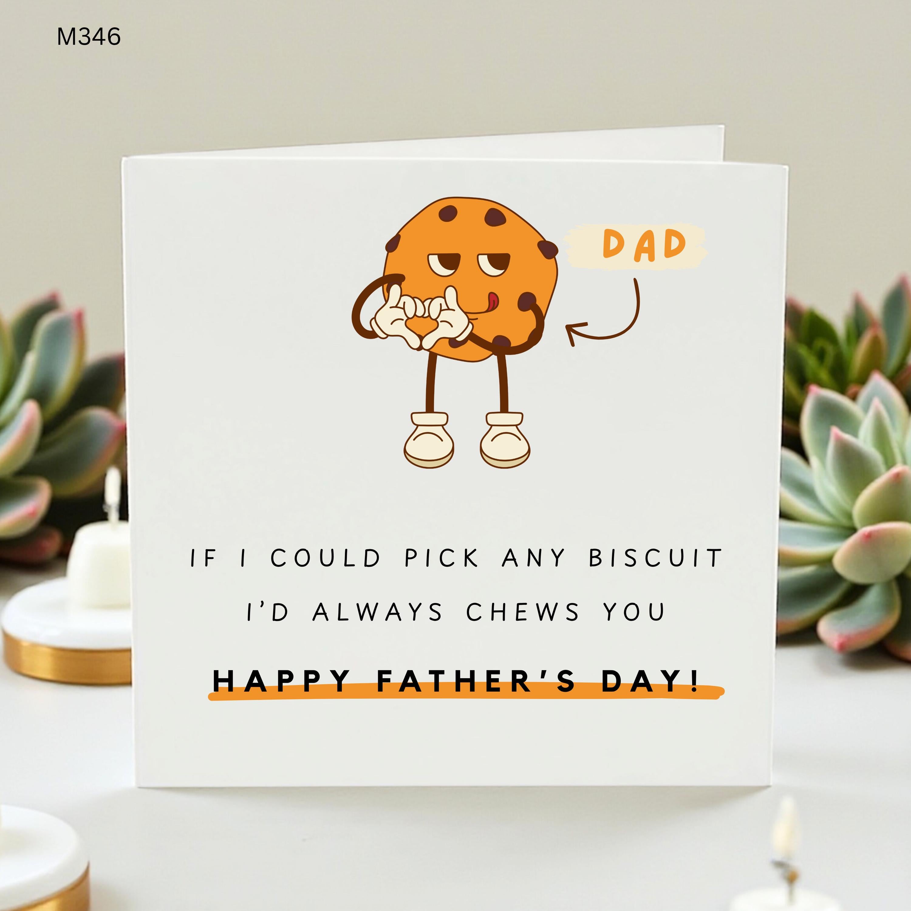 Funny Cookie Father's Day Card, I'd Always Chews You Punny Card, Cute Biscuit Dad Card, Food Pun Father's Day Gift, Heartfelt Dad Joke Card,