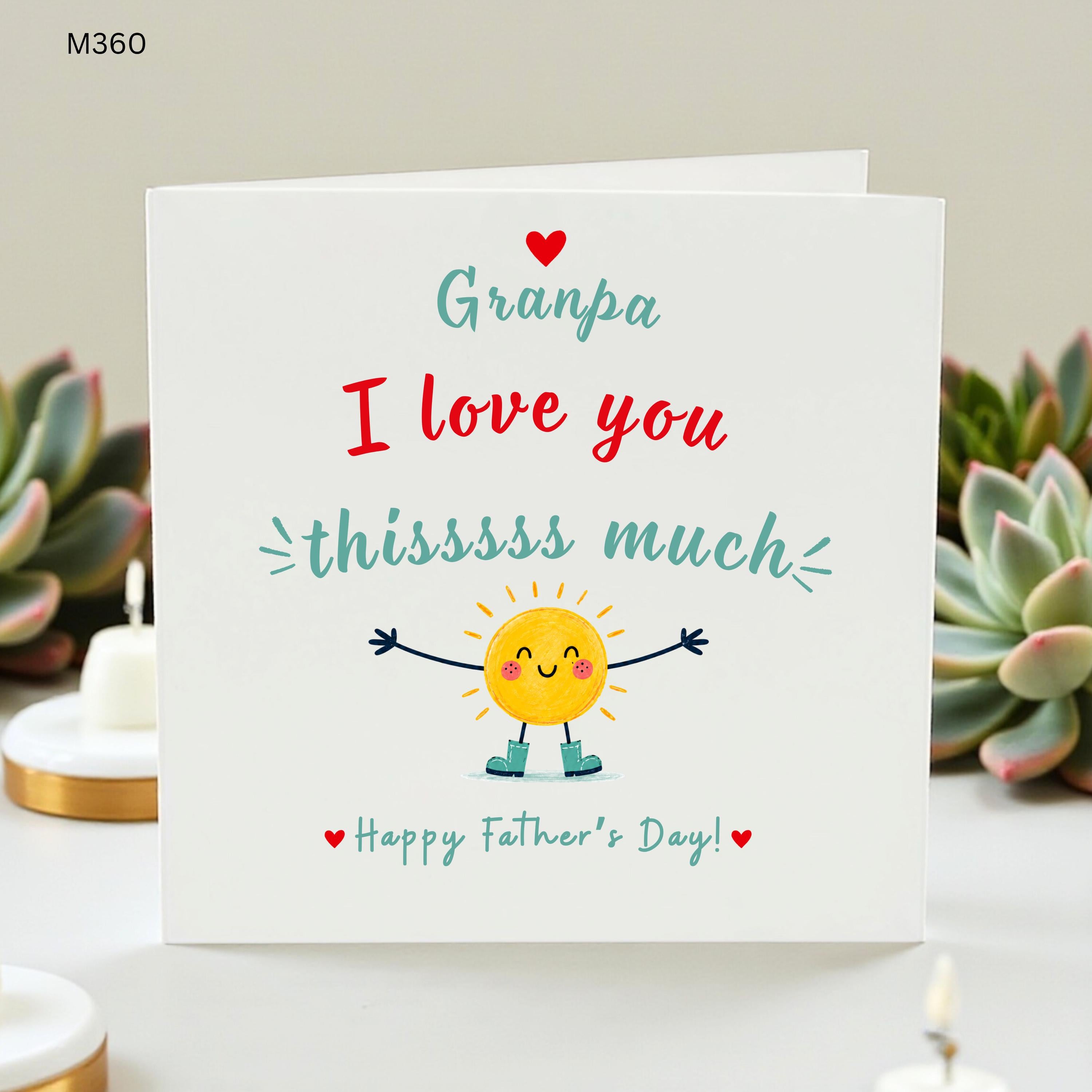 Granpa Father's Day Card from Grandkids, Cute Grandad Card for Father’s Day, I Love You This Much Card for Grandfather, Happy Fathers Day