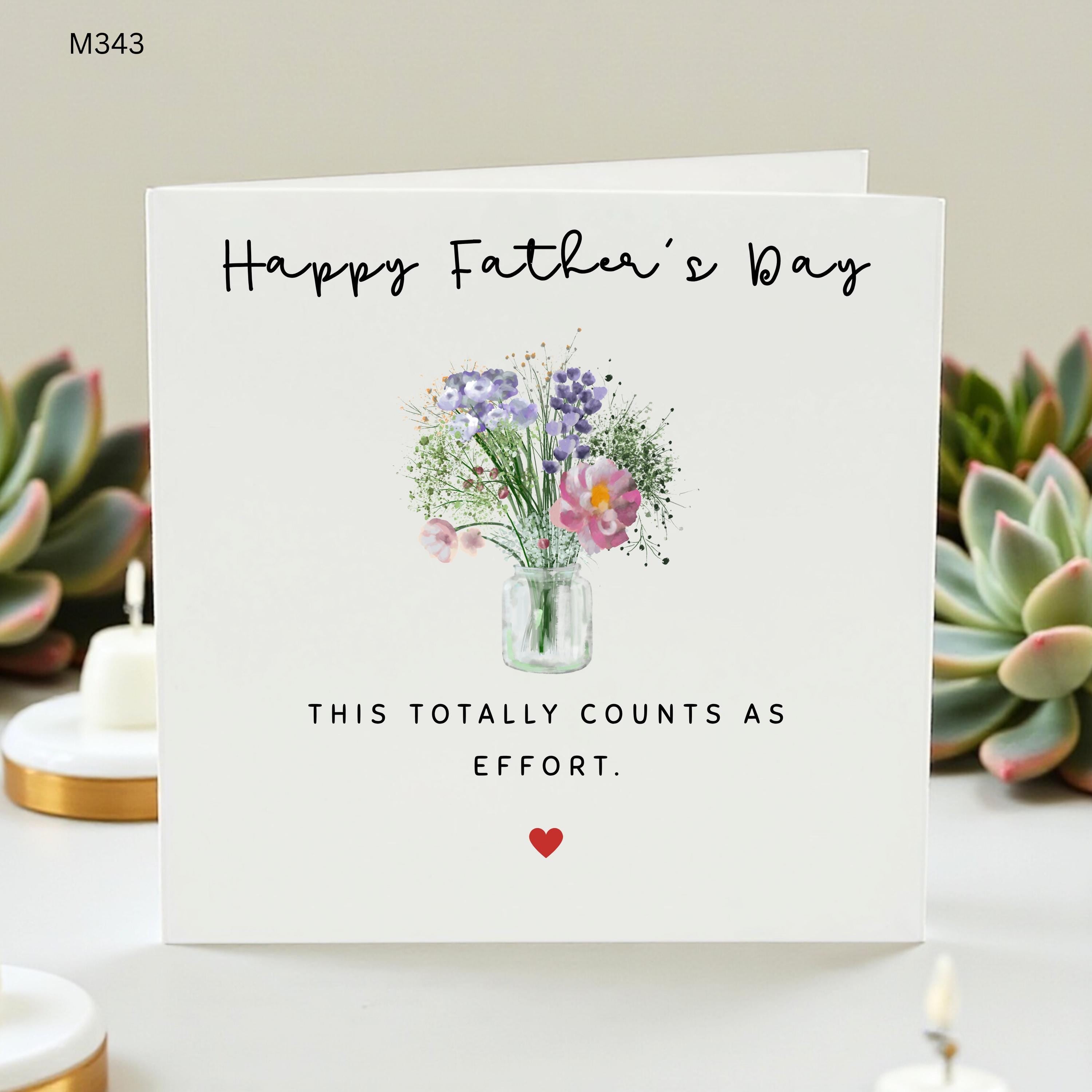 Funny Father's Day Card Sarcastic, Minimalist Flower Card for Dad from Daughter or Son, Sassy Card for Husband, Effortless Fathers Day Gift