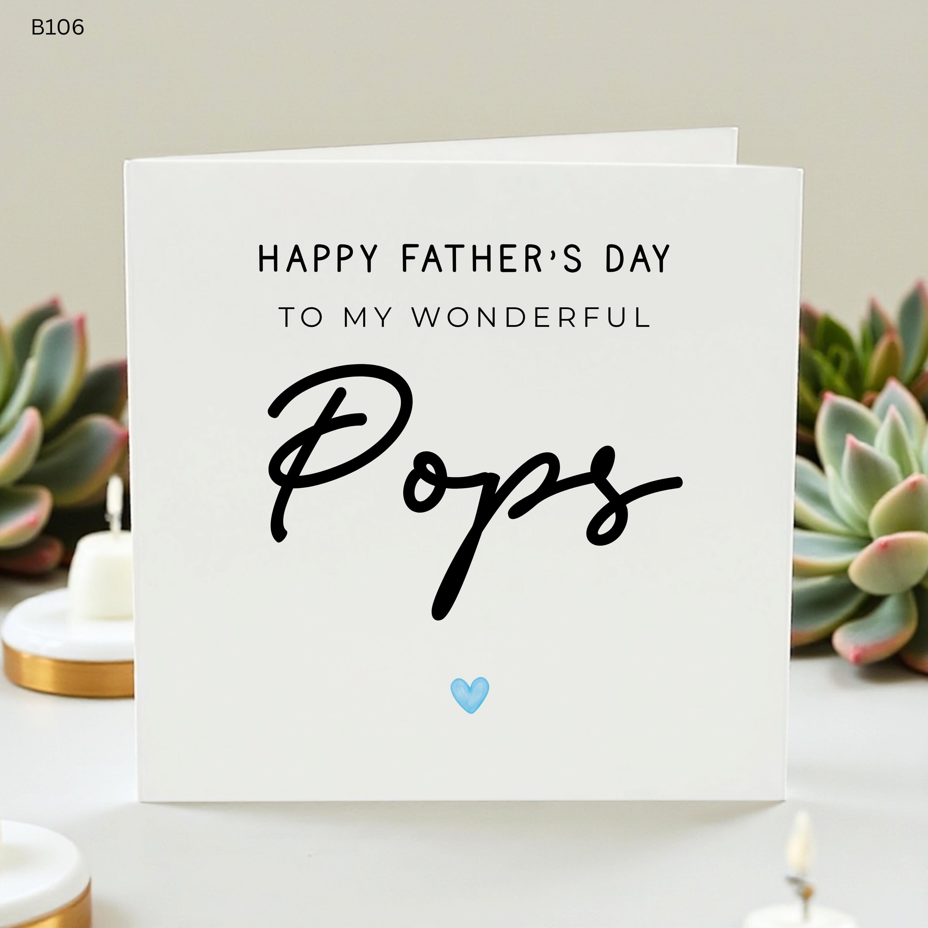 Happy Father's Day Pops Card, Wonderful Pops Birthday Card, Minimalist Fathers Day Gift for Pops, To My Wonderful Pops Card, Simple Heart